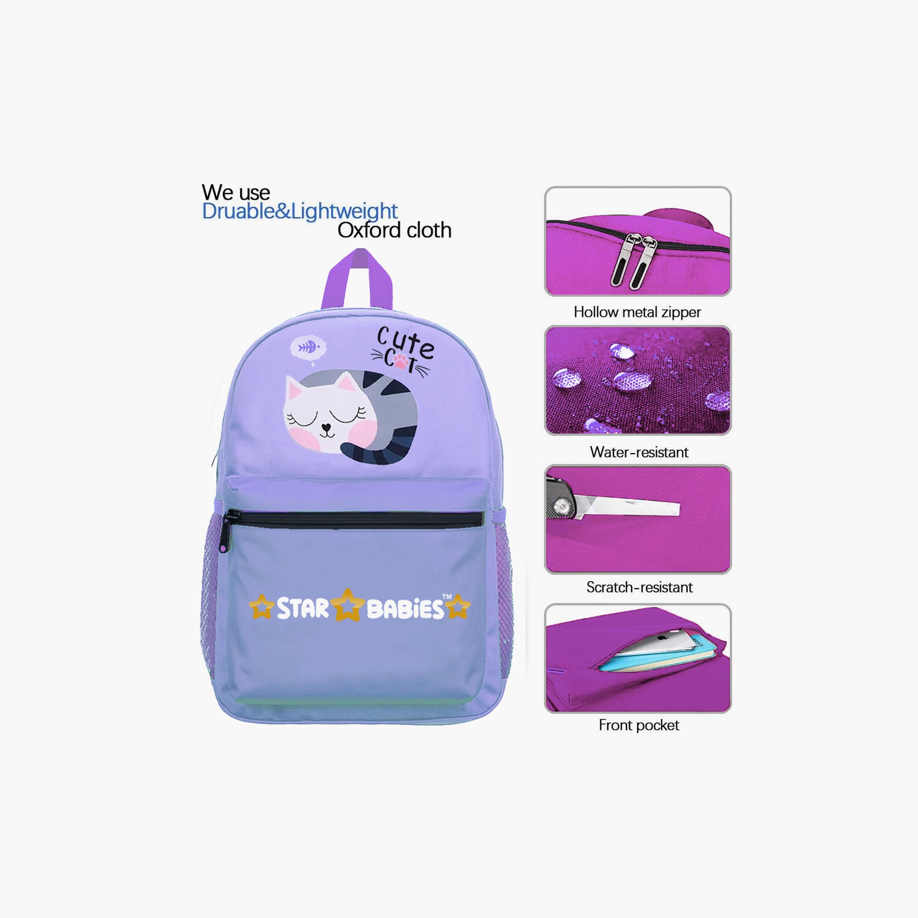 Star Babies 4-Piece Backpack Set - Cute Cat - 16inch-school-bagsandbackpacks-sets-image-4