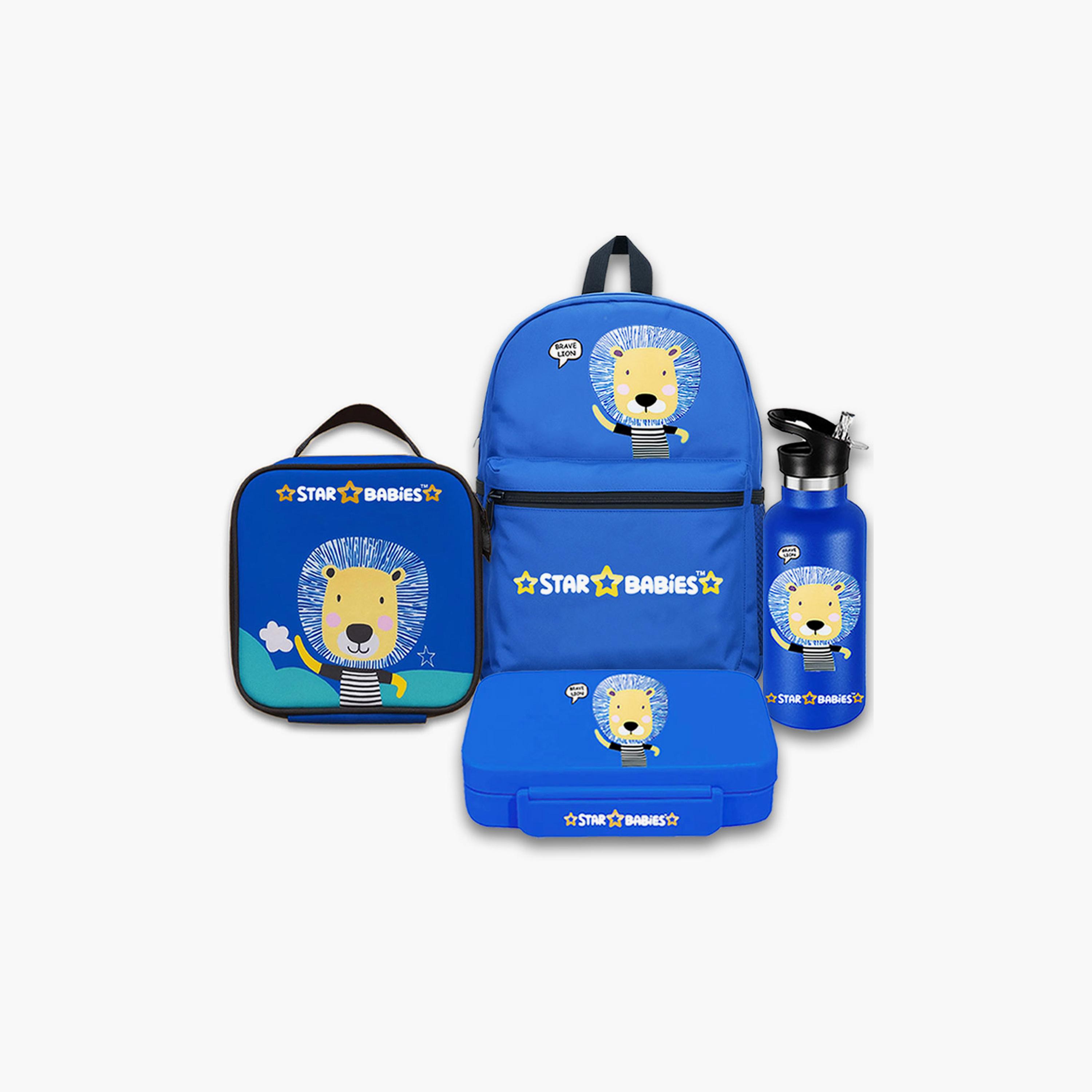 مجموعة حقيبة ظهر من ستار بيبيز، 4 قطع - أسد شجاع - 16 بوصة-school-bagsandbackpacks-sets-image-1