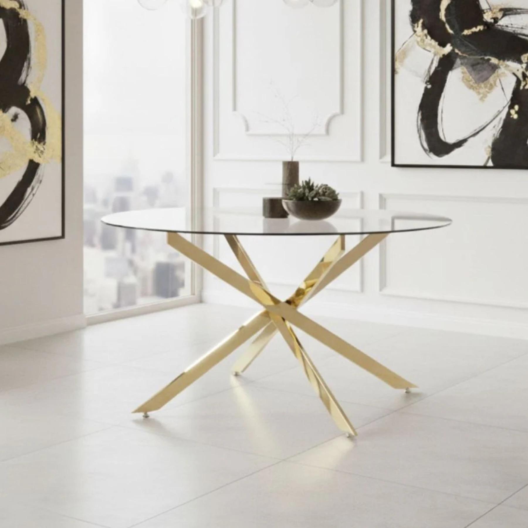 Davos 6-Seater Glass Top Dining Table