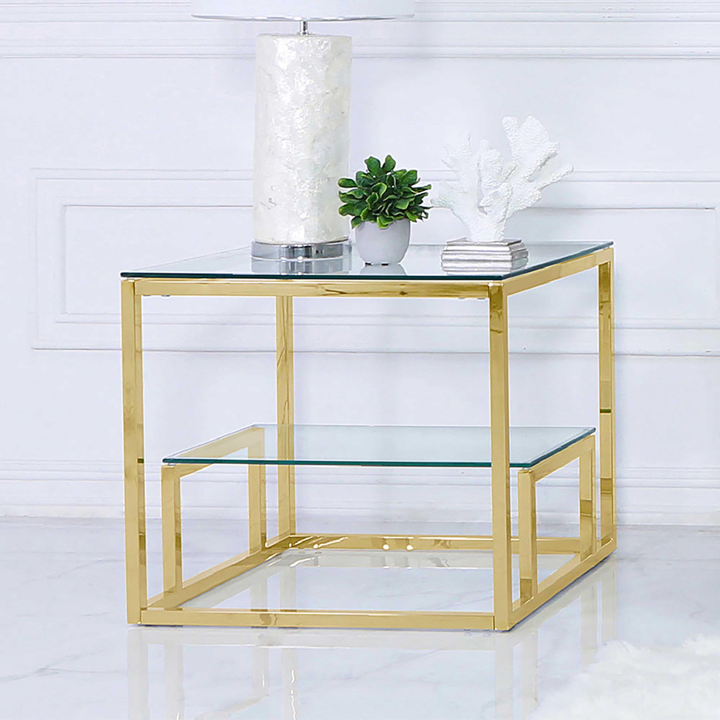 Lazzaro Glass Top Side Table