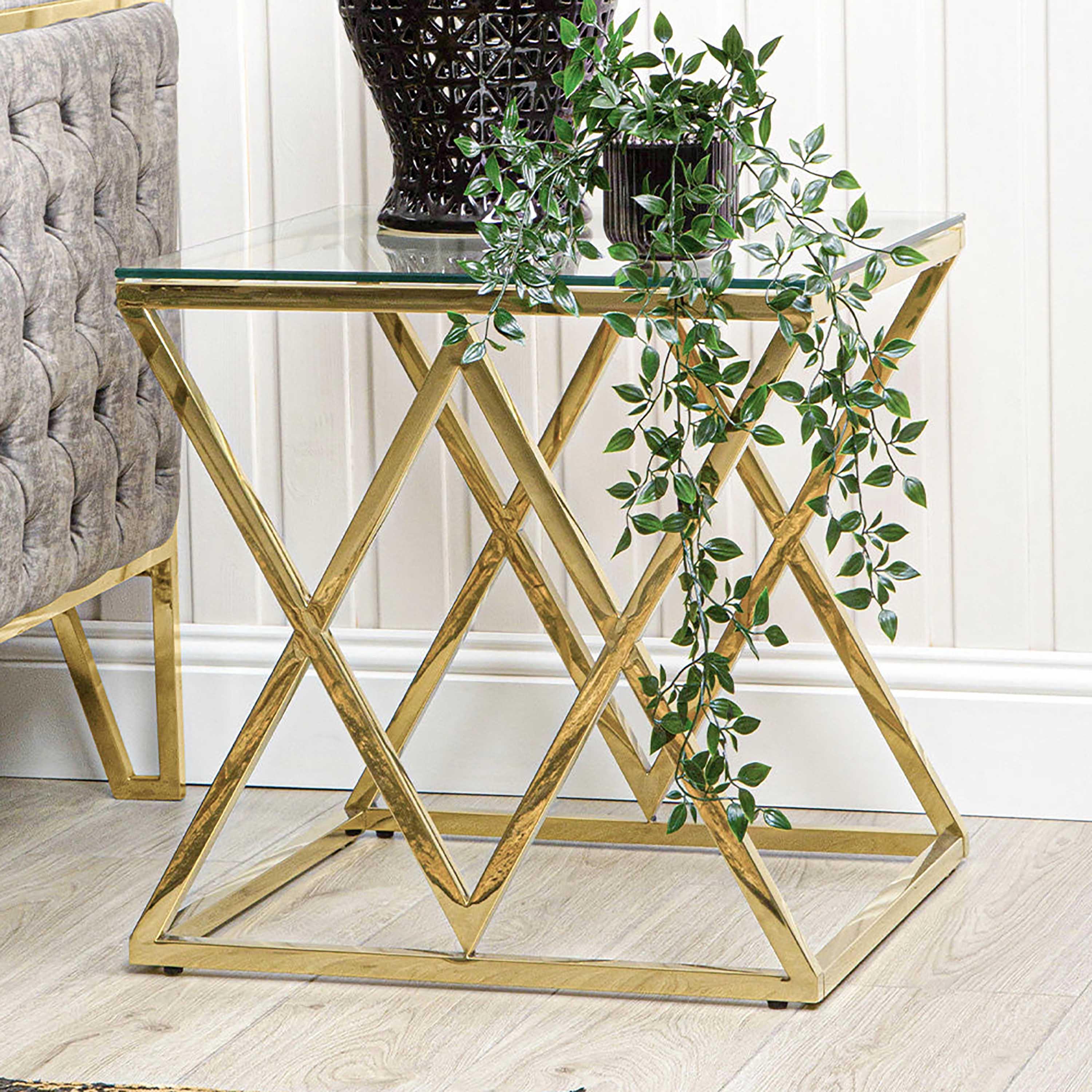 Porto Glass Top Side Table