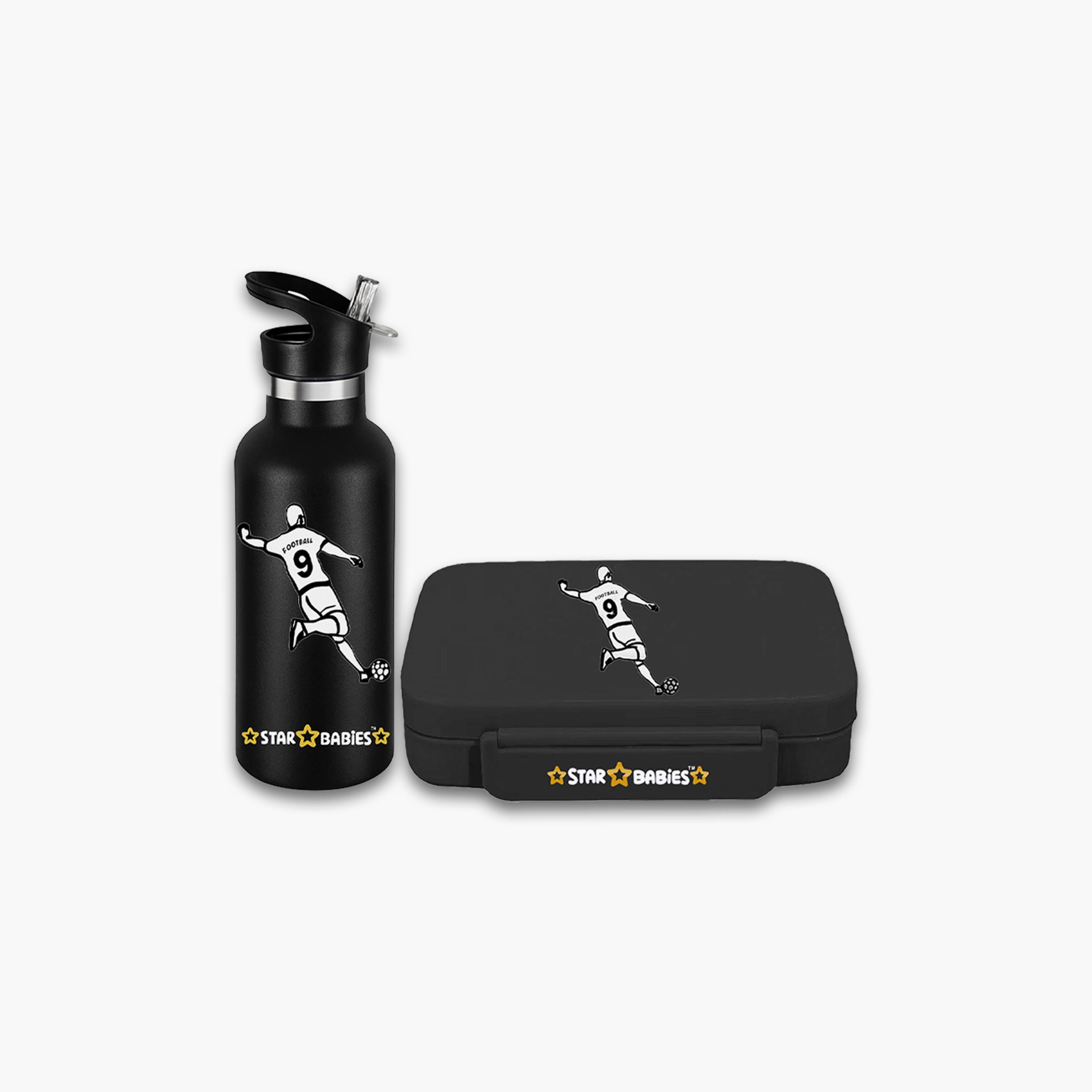 Star Babies Football Print Lunch Box & Water Bottle Set - 998ml-school-lunchessentials-sets-image-1