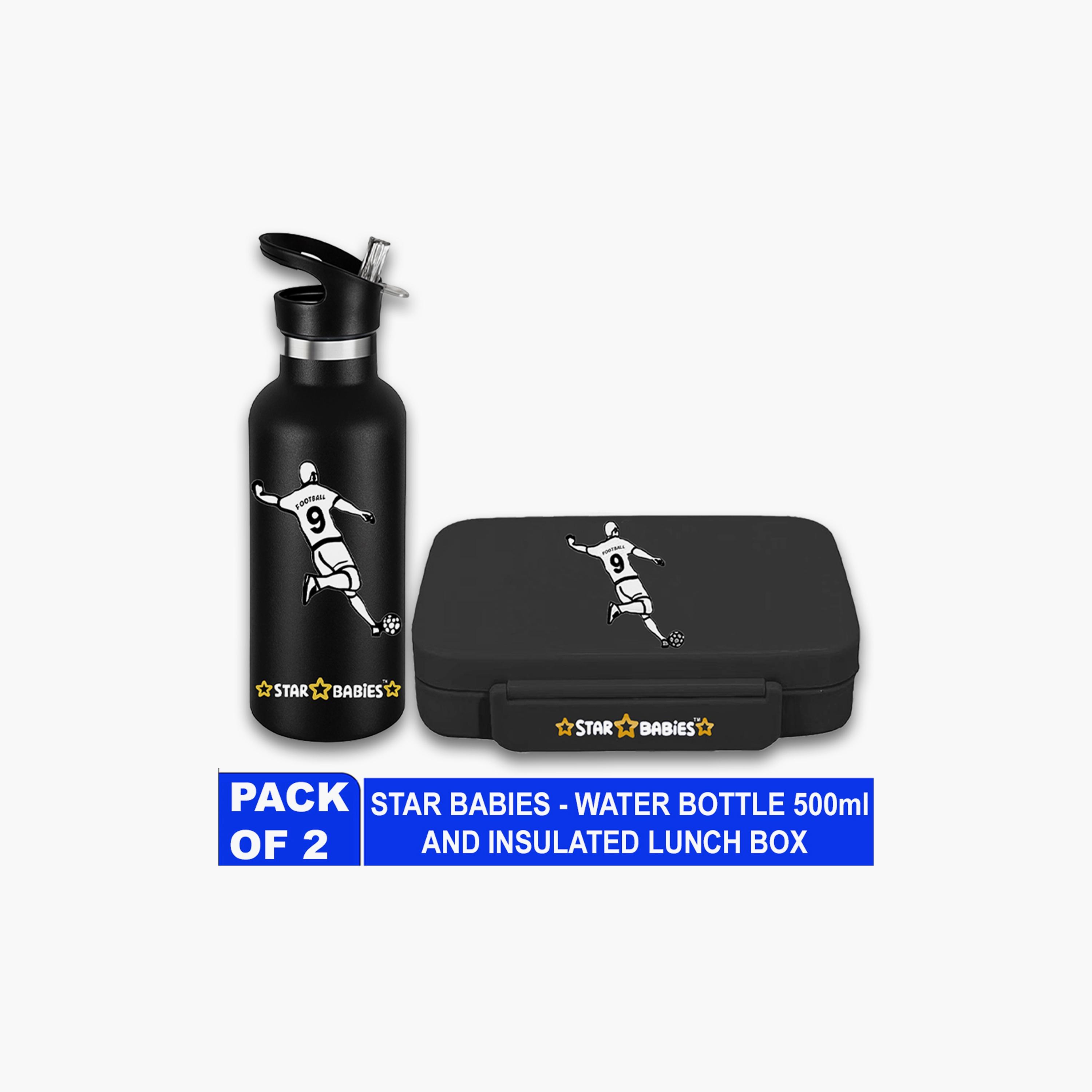 Star Babies Football Print Lunch Box & Water Bottle Set - 998ml-school-lunchessentials-sets-image-2