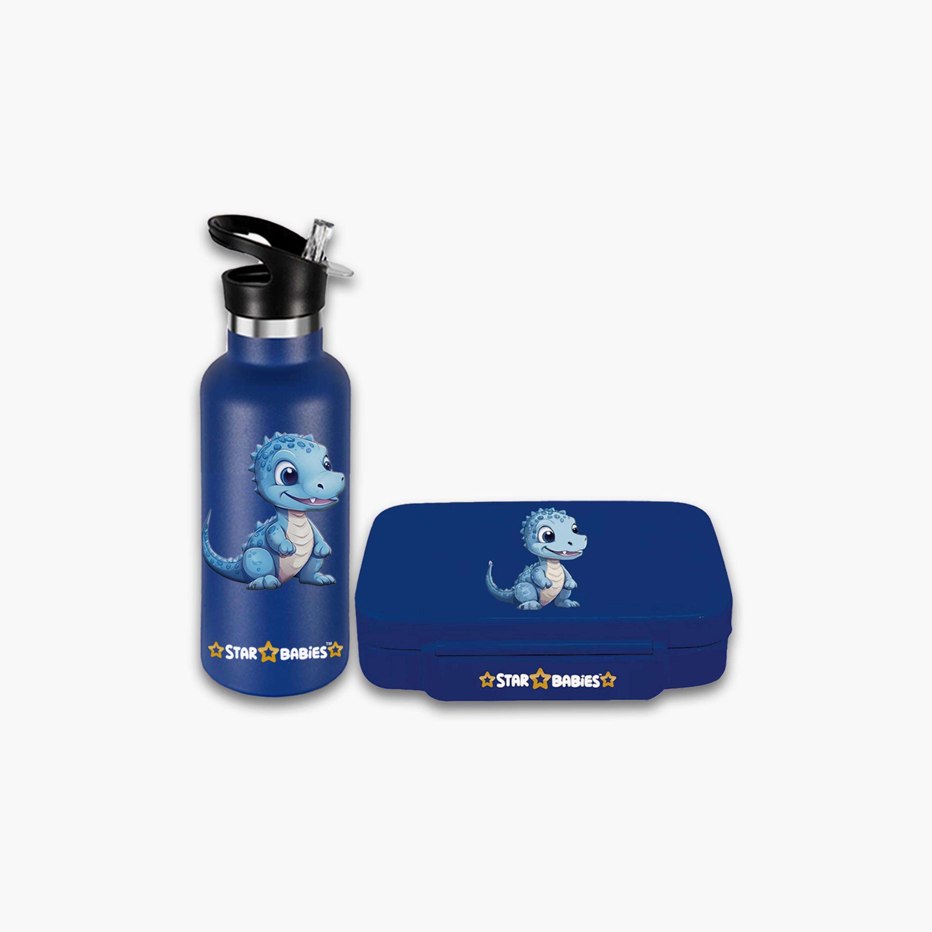 Star Babies Dino Print Lunch Box & Water Bottle Set - 998ml-school-lunchessentials-sets-image-1