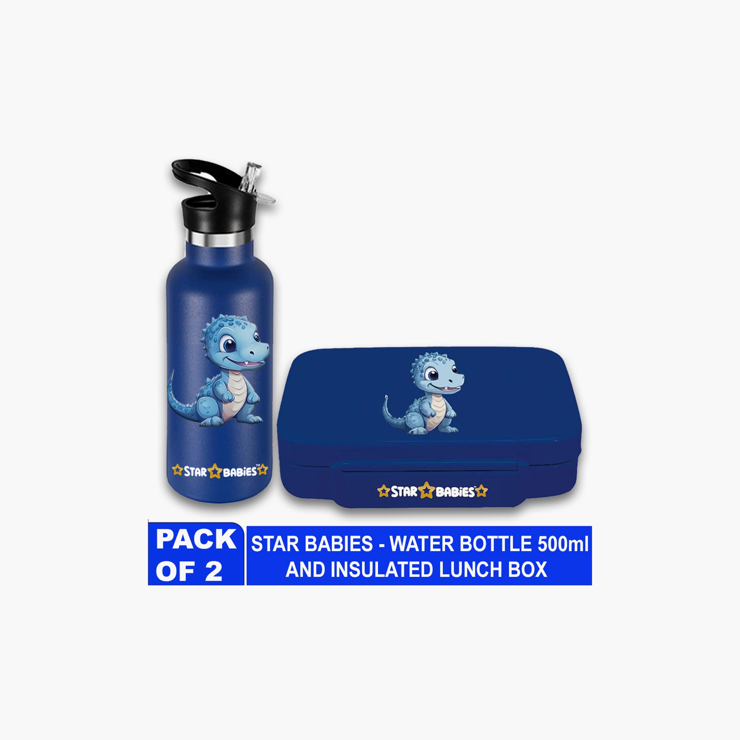 Star Babies Dino Print Lunch Box & Water Bottle Set - 998ml-school-lunchessentials-sets-image-2