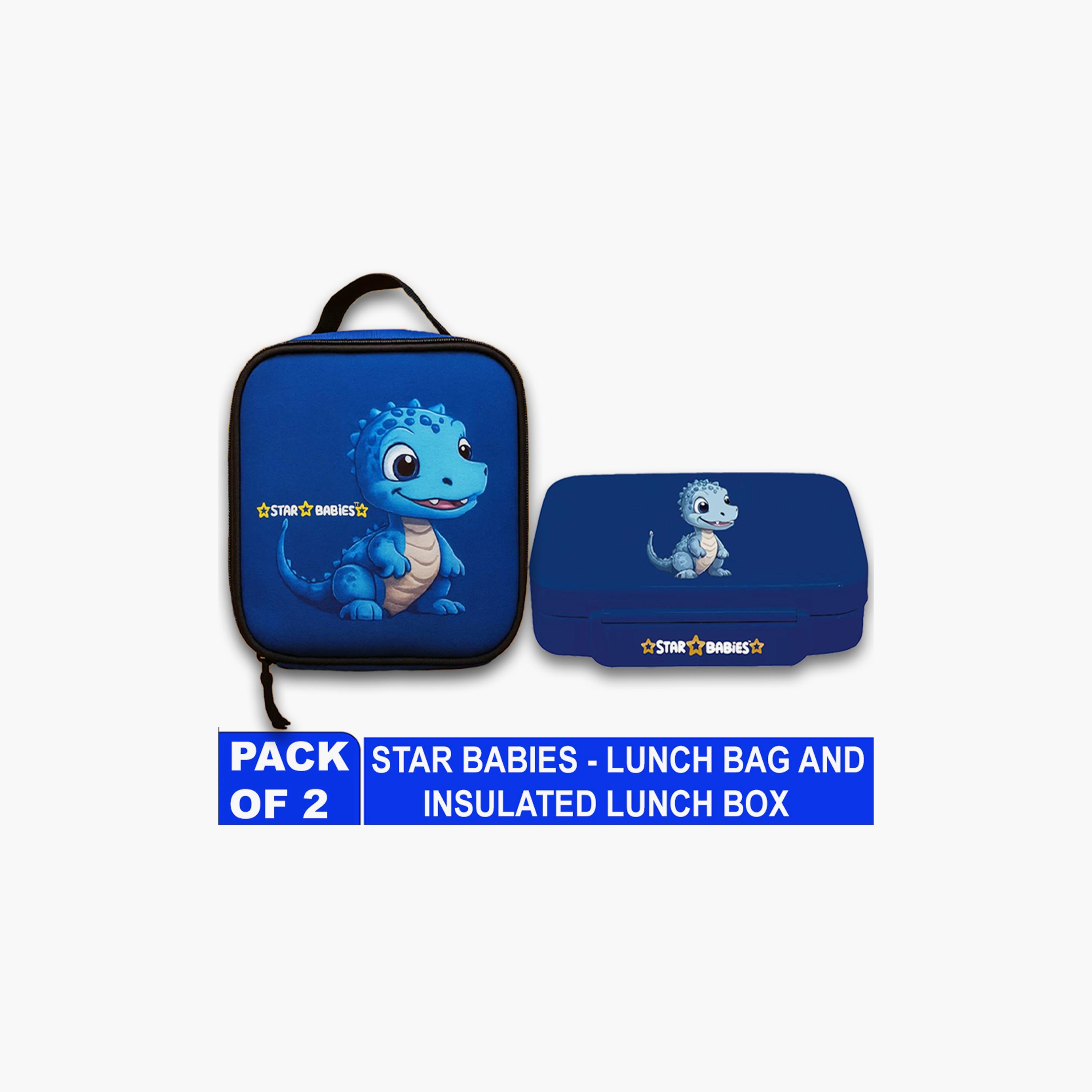 Star Babies Dino Print Lunch Bag & Lunch Box Set - 998ml-school-lunchessentials-sets-image-2