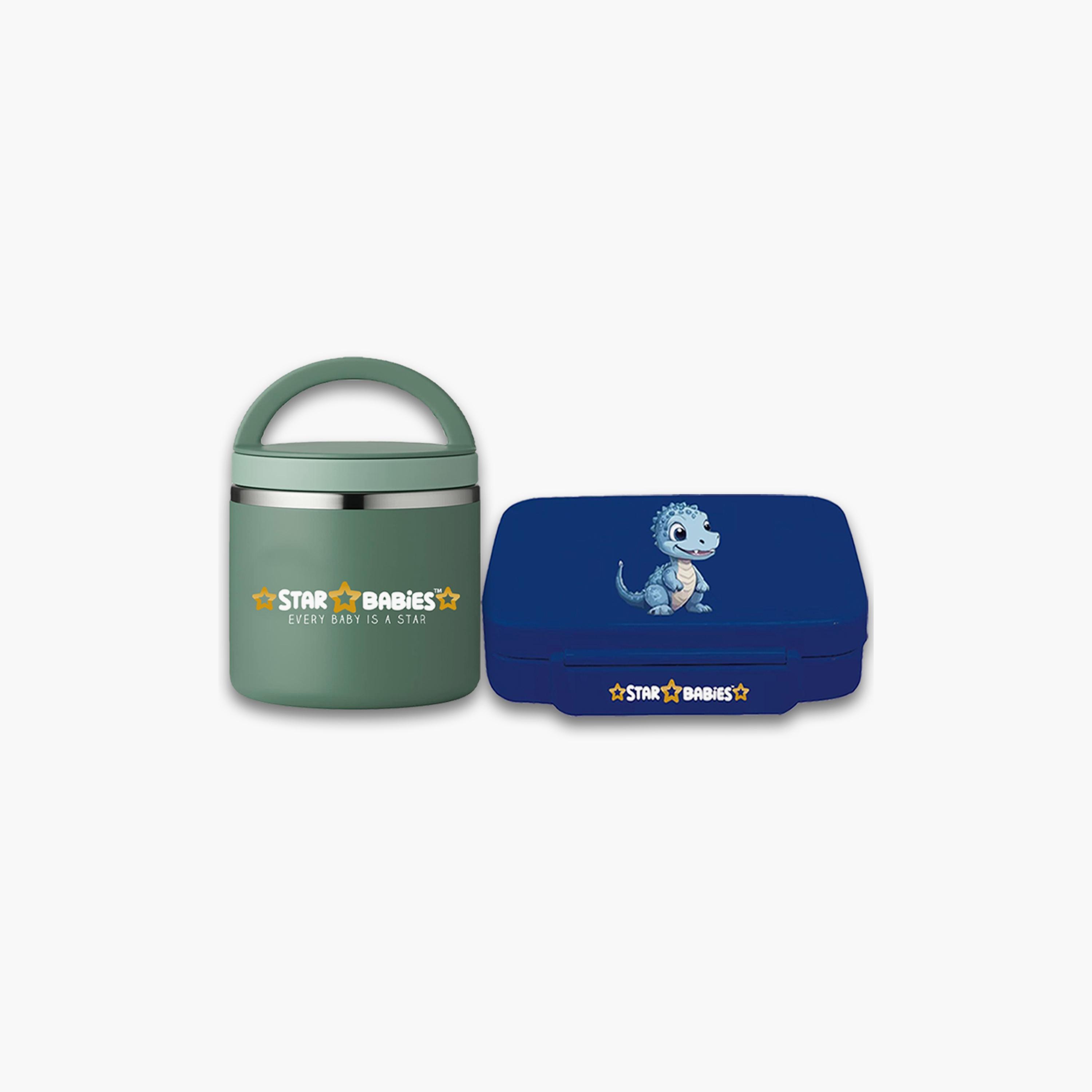 Star Babies Dino Print Lunch Box & Food Jar Set - 998ml-school-lunchessentials-lunchboxes-image-1