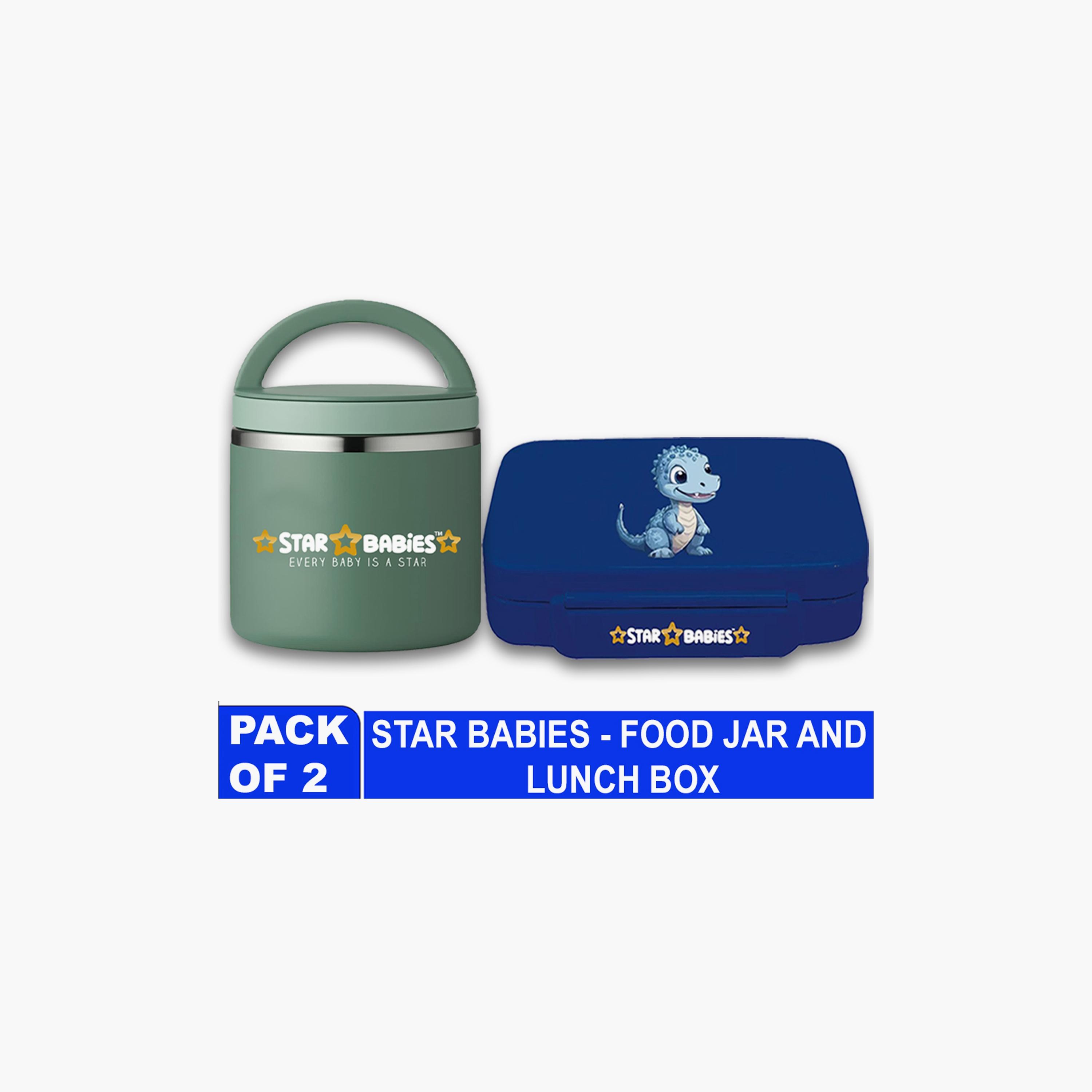 Star Babies Dino Print Lunch Box & Food Jar Set - 998ml-school-lunchessentials-lunchboxes-image-2