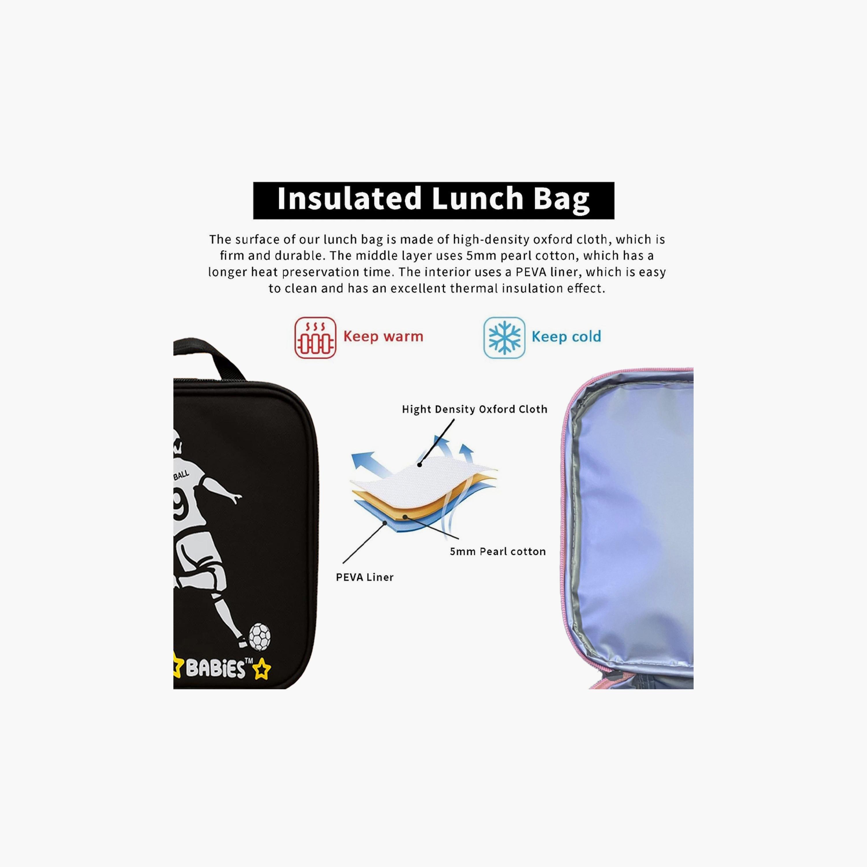 طقم حقيبة غداء وزجاجة مياه بطبعة كرة قدم من ستار بيبيز - 9 بوصات-school-lunchessentials-sets-image-5