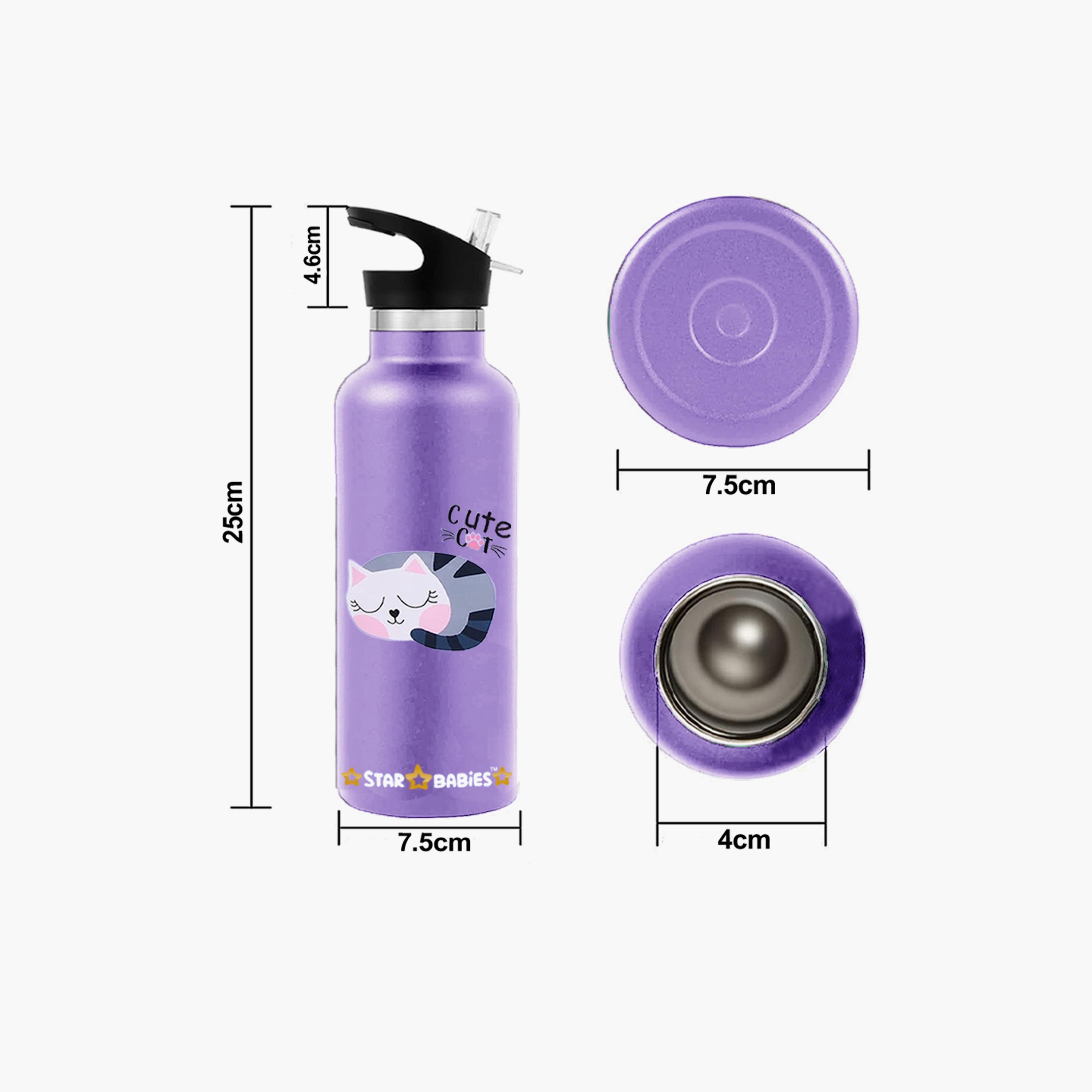 Star Babies Cute Cat Print Lunch Bag & Water Bottle Set - 9inch-school-lunchessentials-sets-image-6