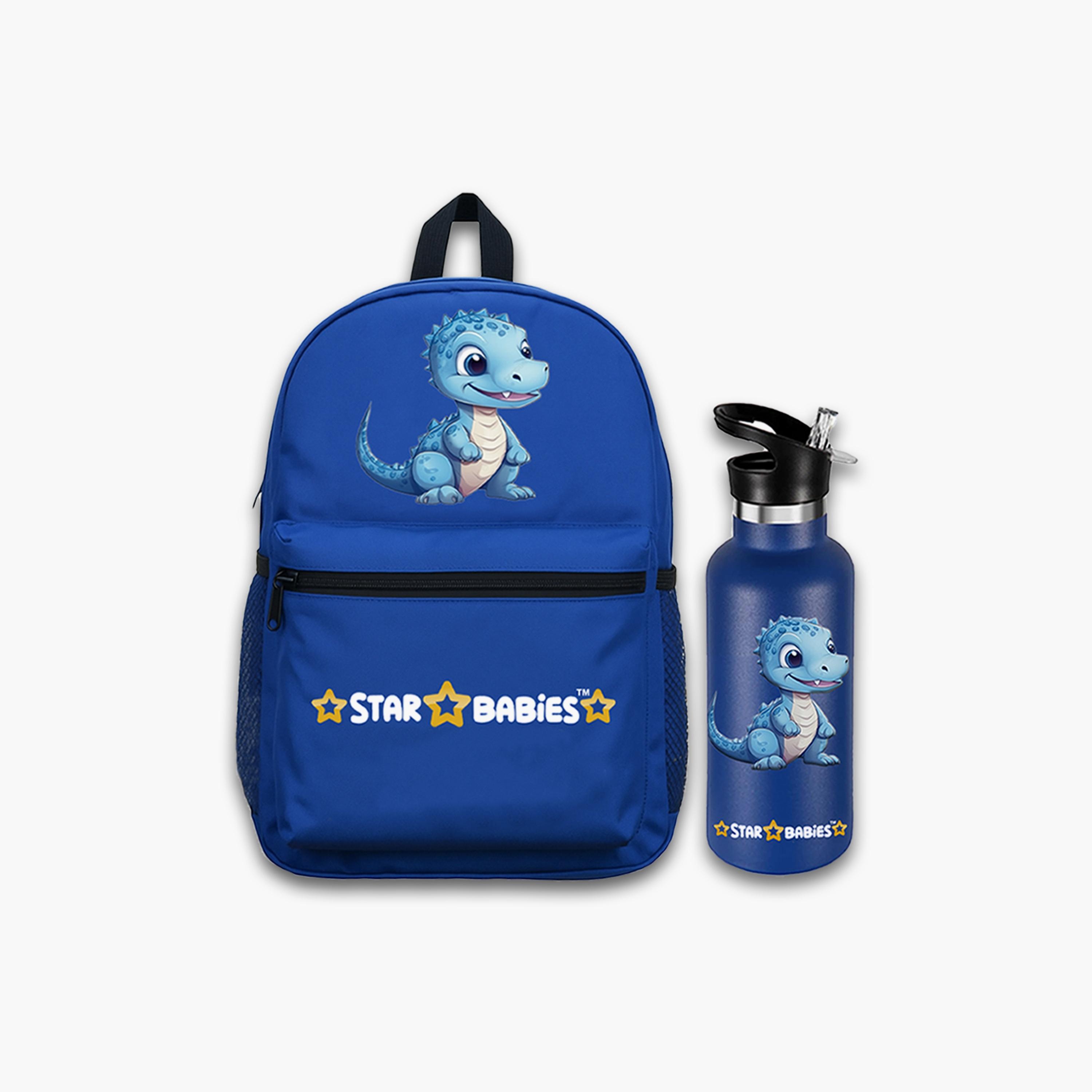 Star Babies Dino Print Backpack & Water Bottle Set - 16inch-school-bagsandbackpacks-sets-image-1