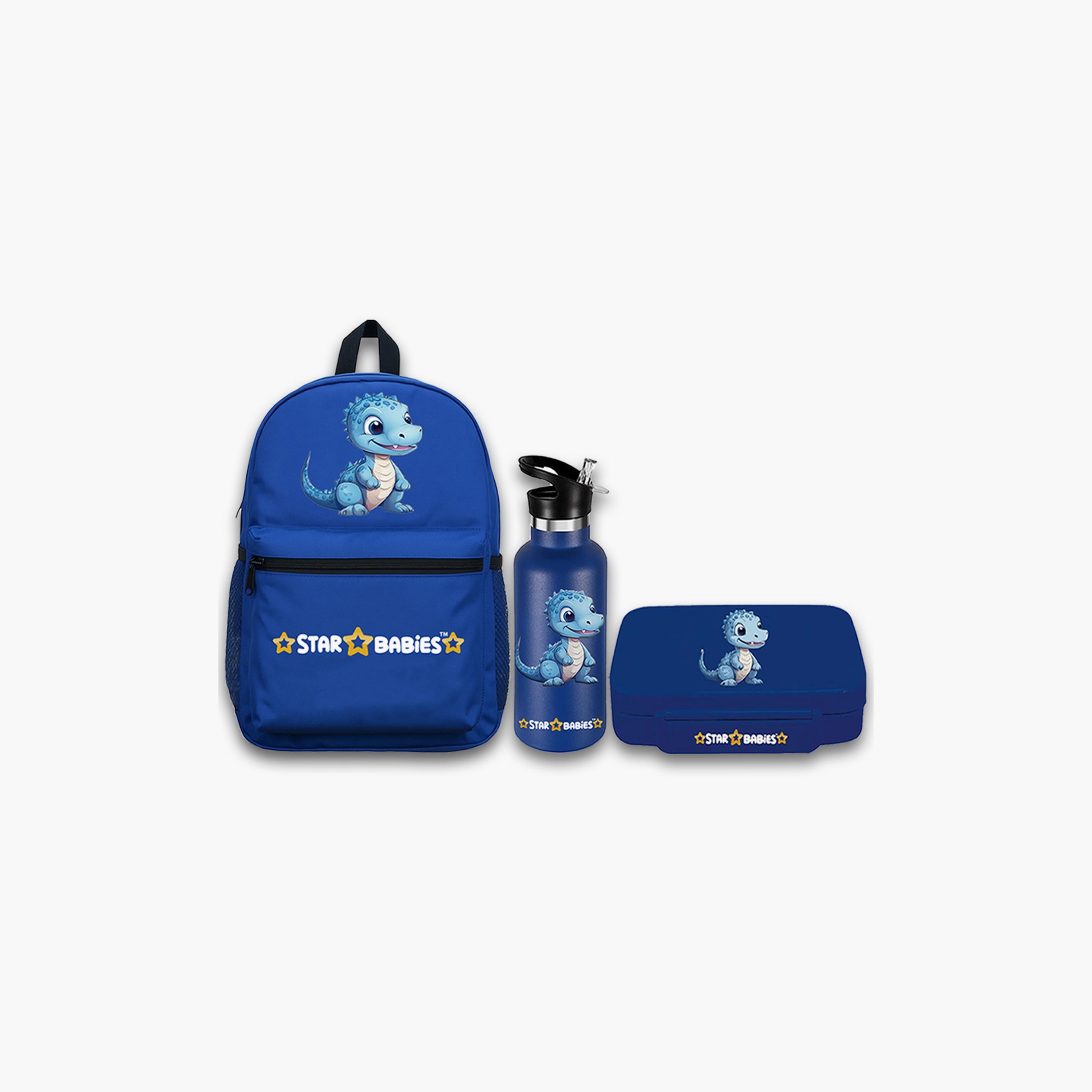 Star Babies Dino Print Backpack with Water Bottle & Lunchbox Set - 16inch-school-bagsandbackpacks-sets-image-1