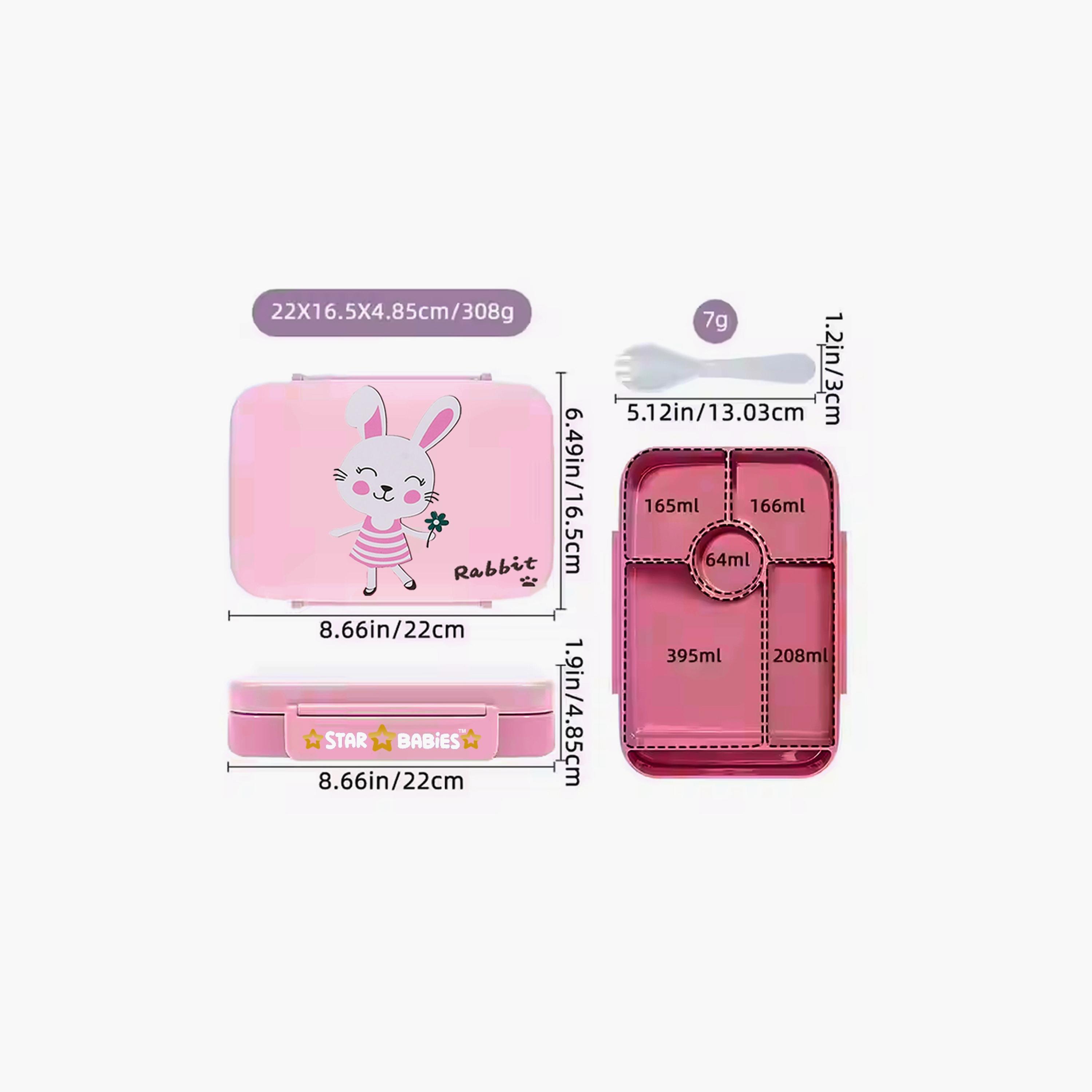 Star Babies Cute Rabbit Print Lunch Box with Spork - 998ml-school-lunchessentials-lunchboxes-image-3
