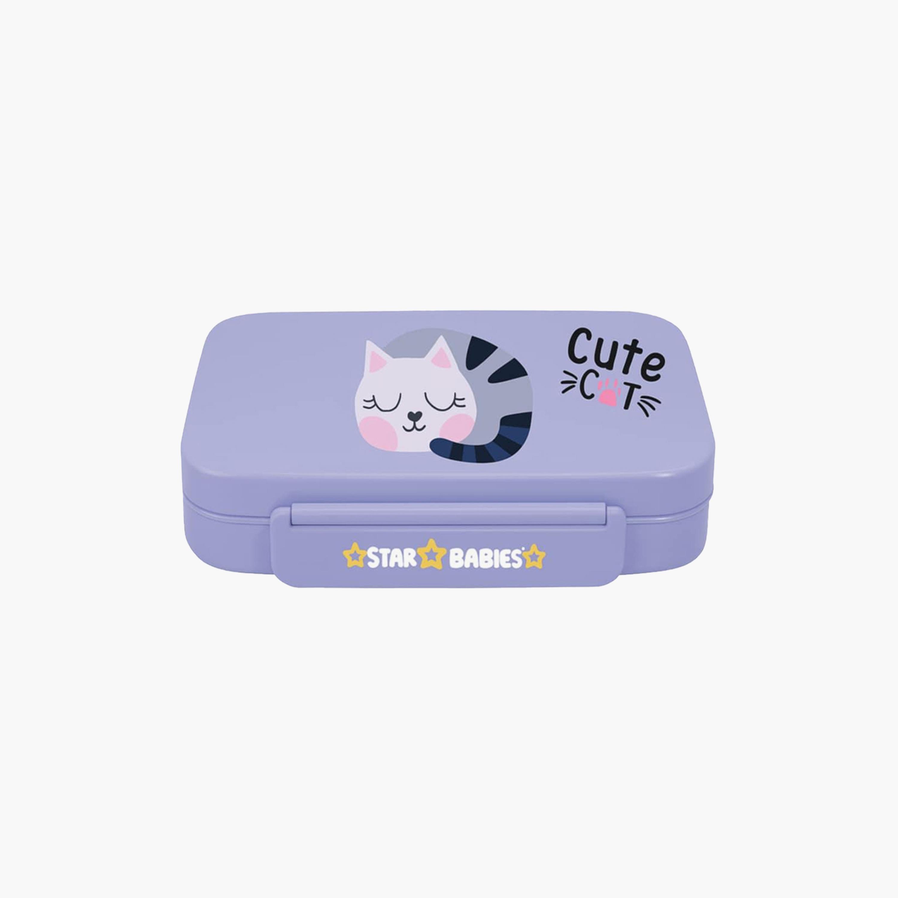 Star Babies Cute Cat Print Lunch Box with Spork - 998ml-school-lunchessentials-lunchboxes-image-1
