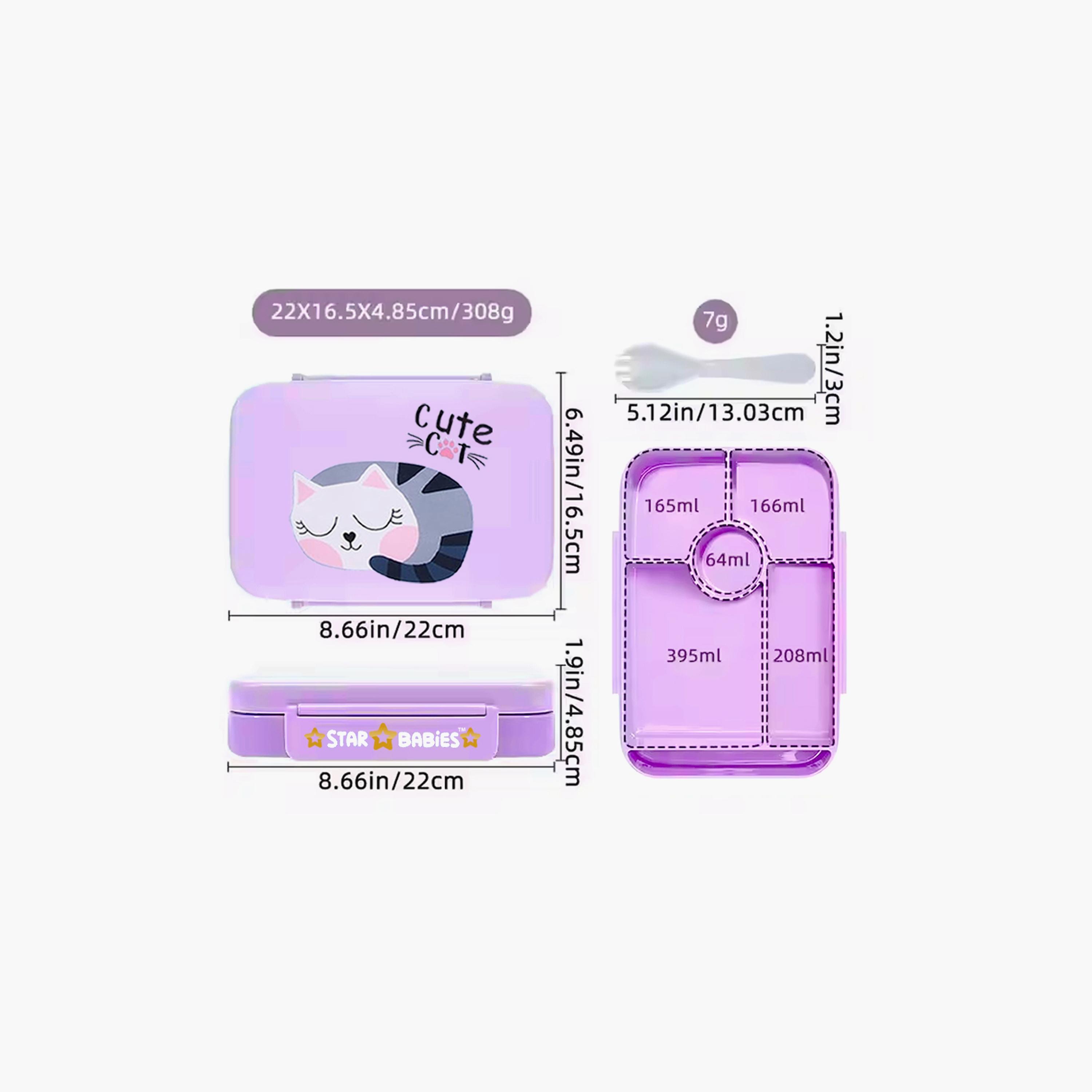 Star Babies Cute Cat Print Lunch Box with Spork - 998ml-school-lunchessentials-lunchboxes-image-3