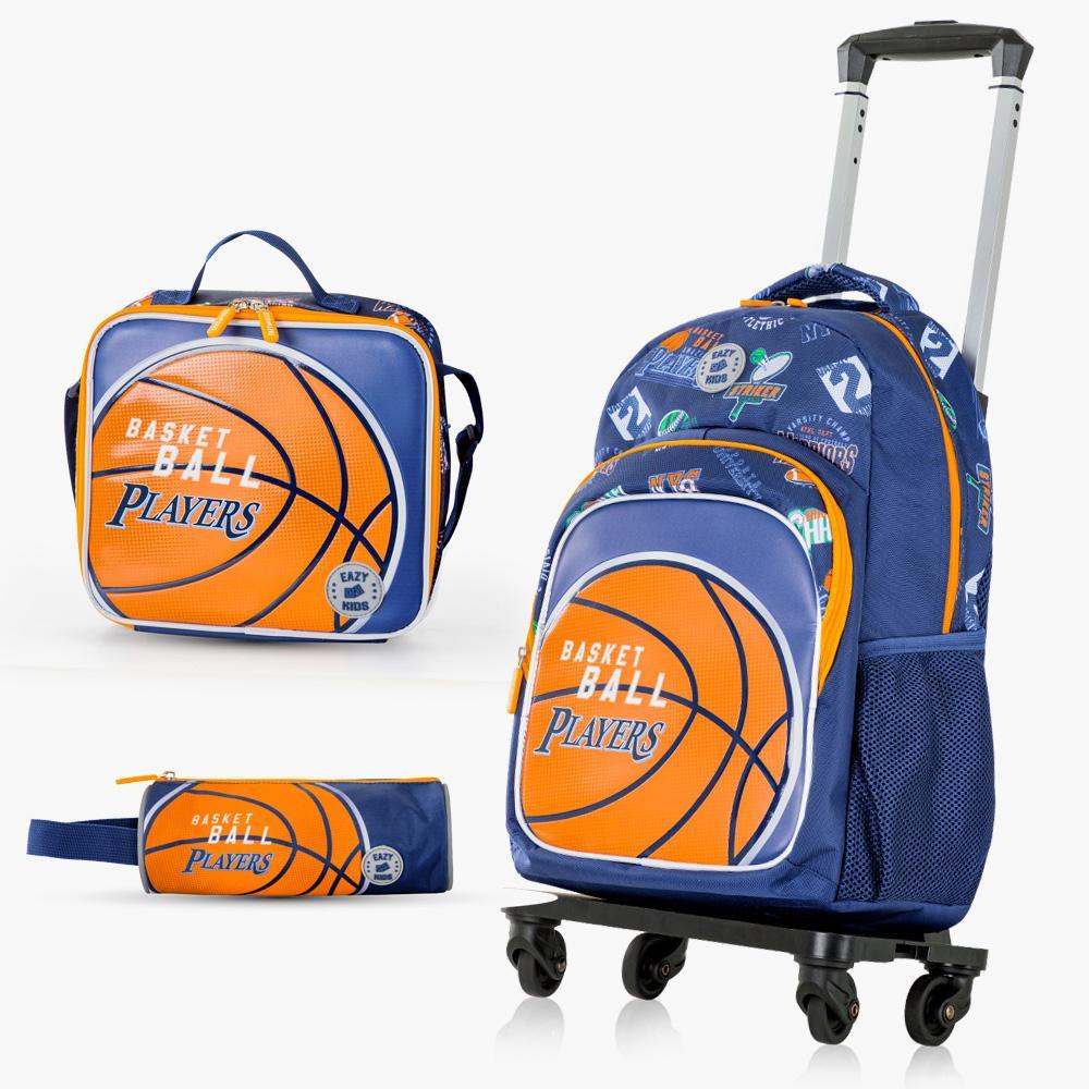Eazy Kids Basketball 4-Piece 18-inch Backpack with Pencil Case and Lunch Bag Set - 30x18x47 cm