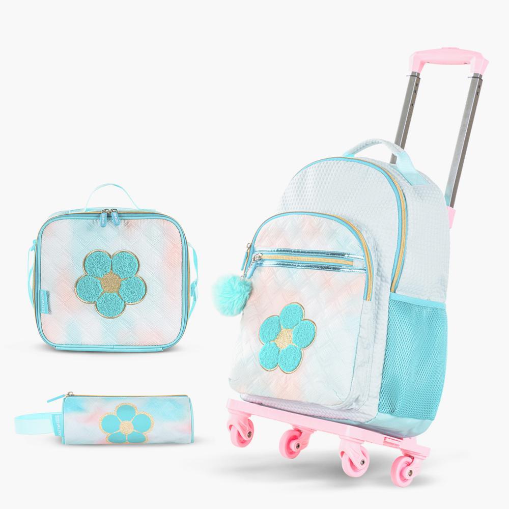 Eazy Kids Flora 4-Piece 18-inch Backpack with Pencil Case and Lunch Bag Set - 32x15x45 cm