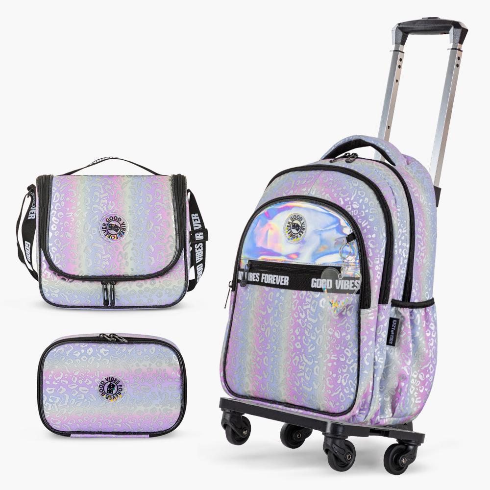 Eazy Kids Good Vibes 4-Piece 17-inch Backpack with Pencil Pouch and Lunch Bag Set - 31x20x43 cm