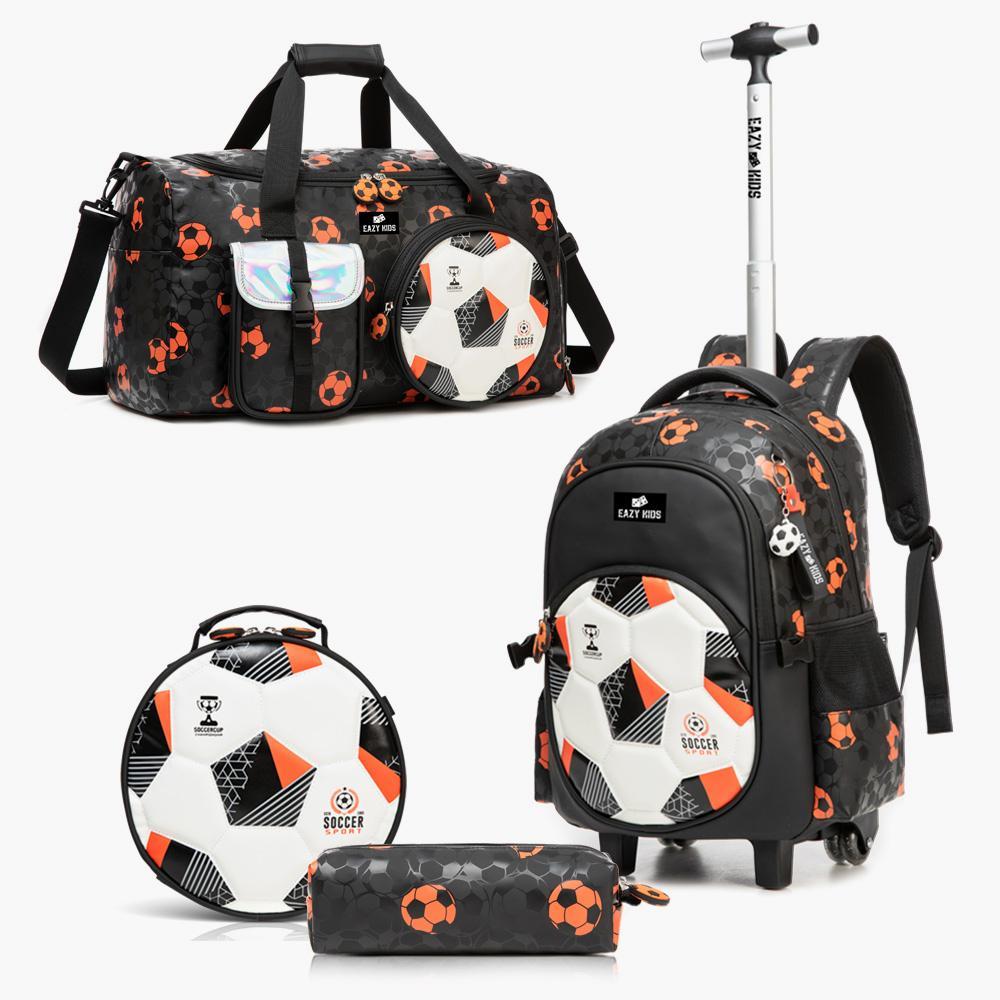 Eazy Kids Football 4-Piece 18-inch Backpack with Duffle Bag and Lunch Bag Set - 30x17x45 cm