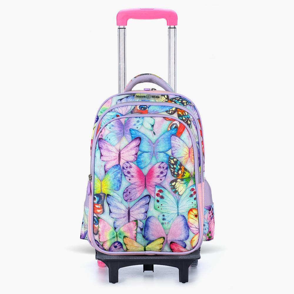 Nova Kids Butterfly 17.5-inch Backpack with Trolley - 45x20x32 cm