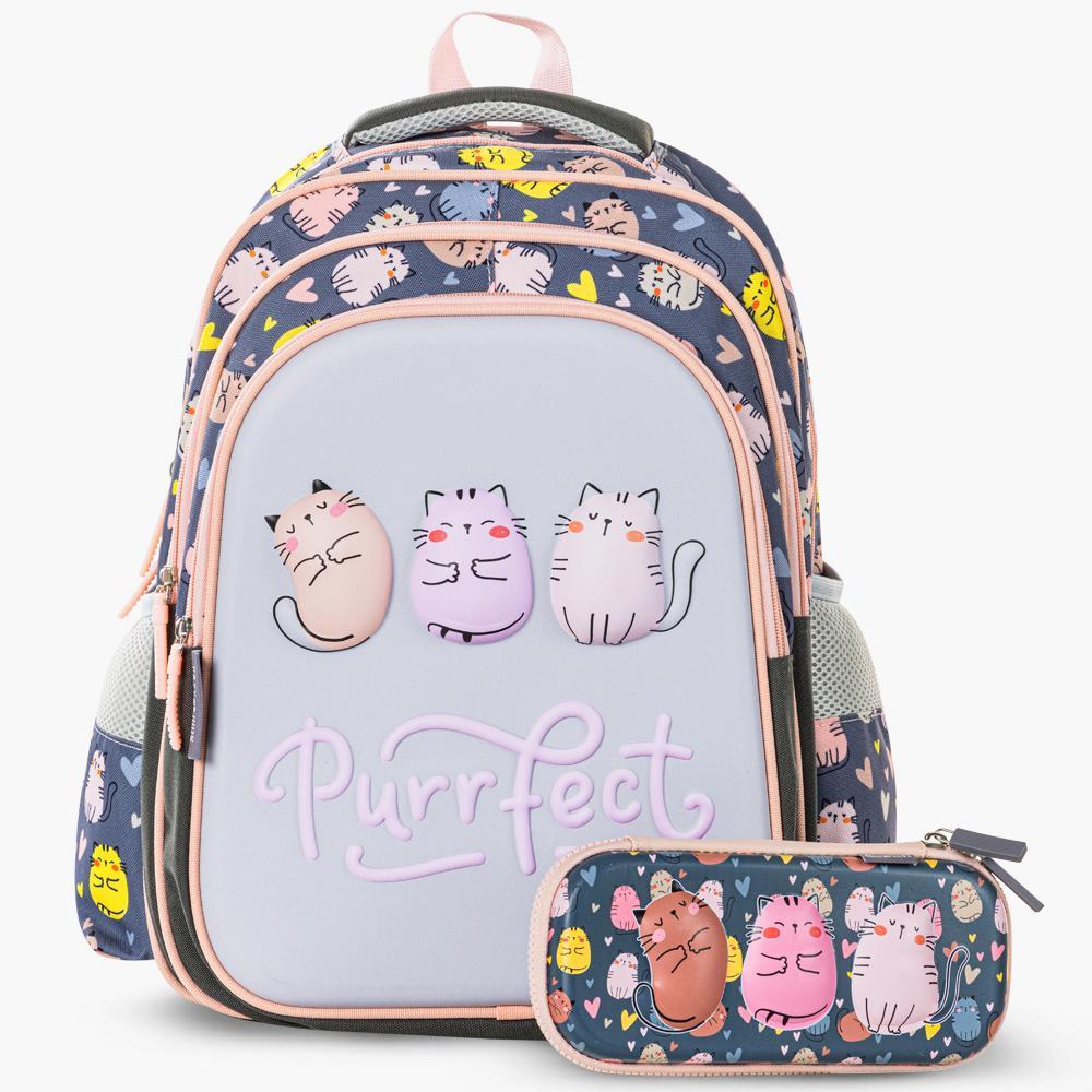 Eazy Kids Purrfect 16-inch Backpack with Pencil Case - 41x29x15 cm