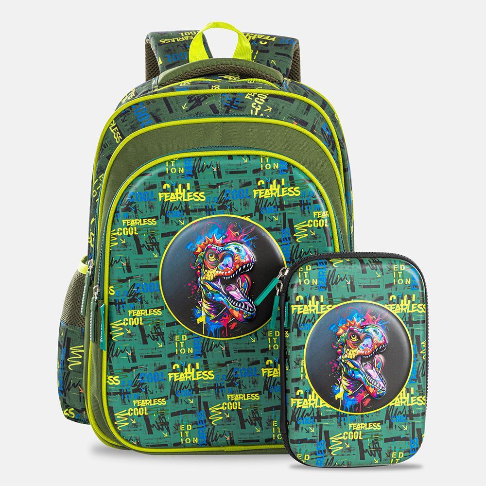 Eazy Kids Dino 16-inch Backpack with Pencil Case - 41x29x15 cm
