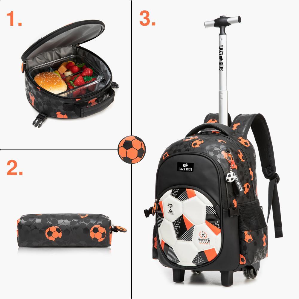 Eazy Kids 18 inch Trolley School Bag with Lunch Bag and Pencil Case
