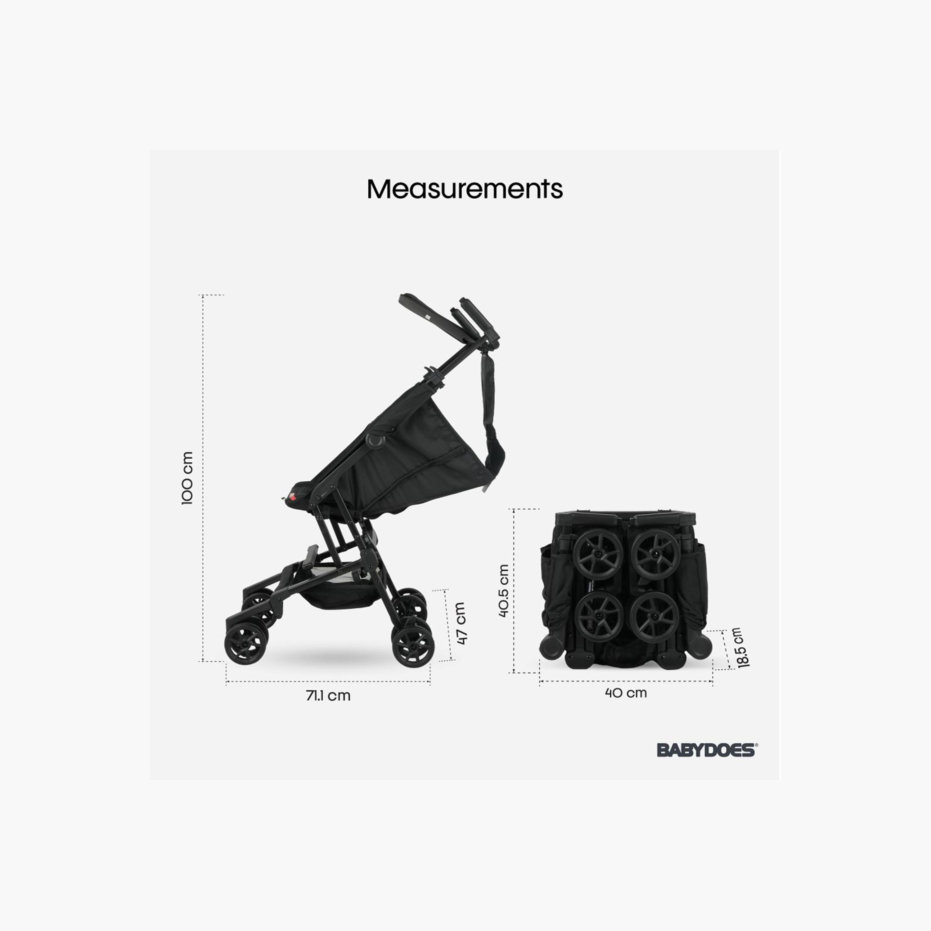 Babydoes Kompakt Ultra Compact Quickly Folding Travel Stroller with Folding Lock- 6M - 4Y- Black-baby-gear-strollersandprams-strollers-image-5