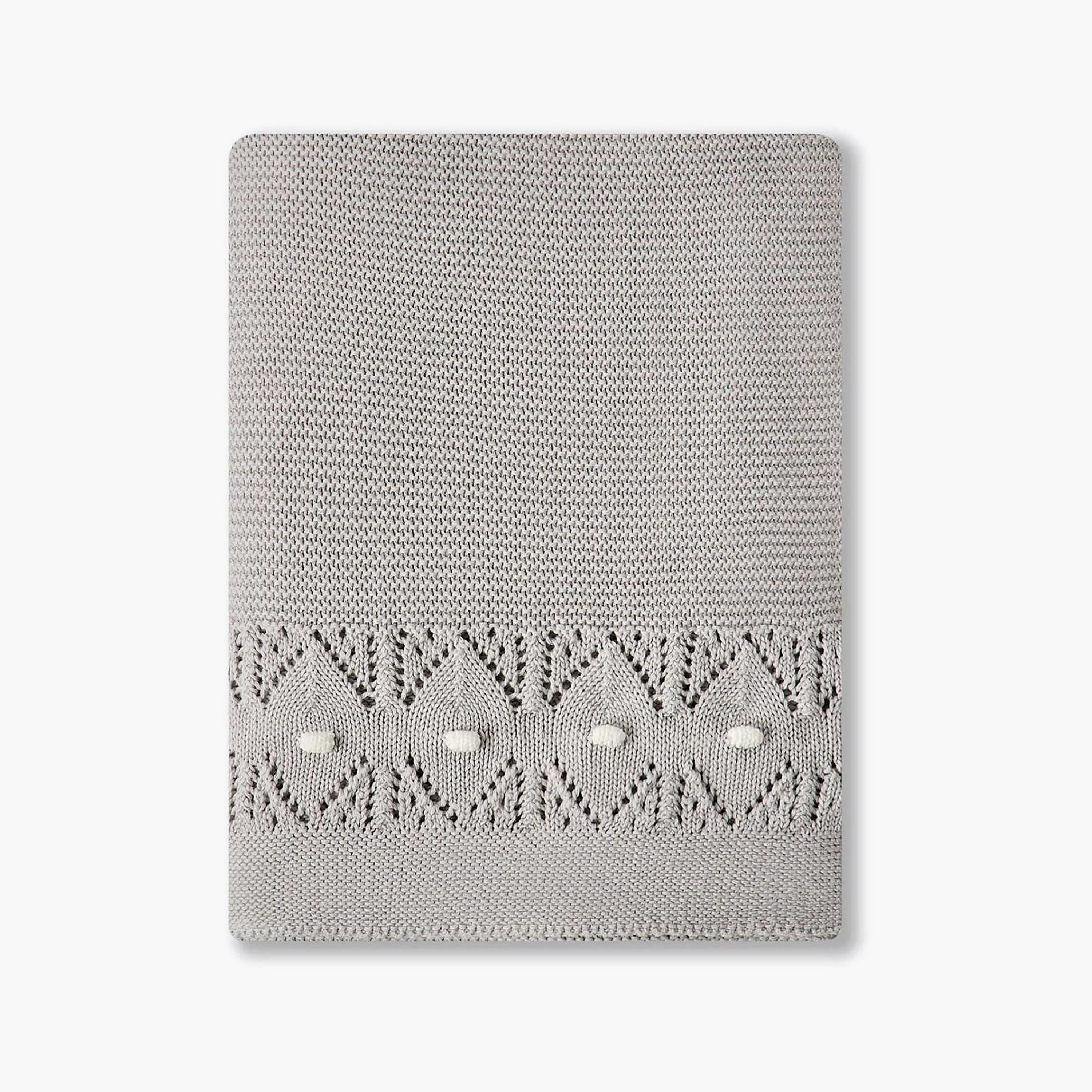 Nini Baby Organic Cotton Knitted Blanket - Mist Grey-baby-nursery-blanketsandswaddles-blanketsandquilts-image-1