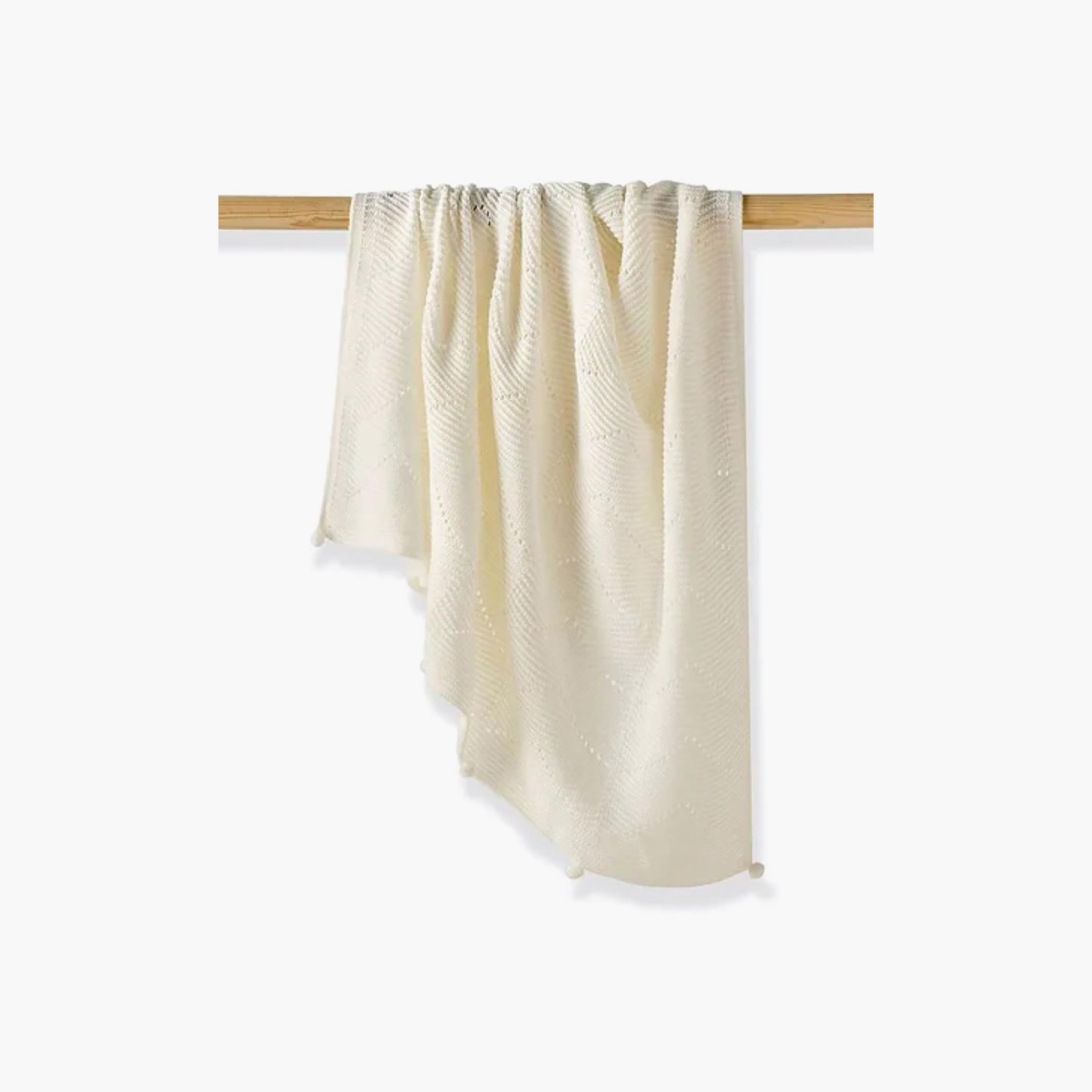 Nini Baby Organic Cotton Knitted Blanket - White-baby-nursery-blanketsandswaddles-blanketsandquilts-image-2