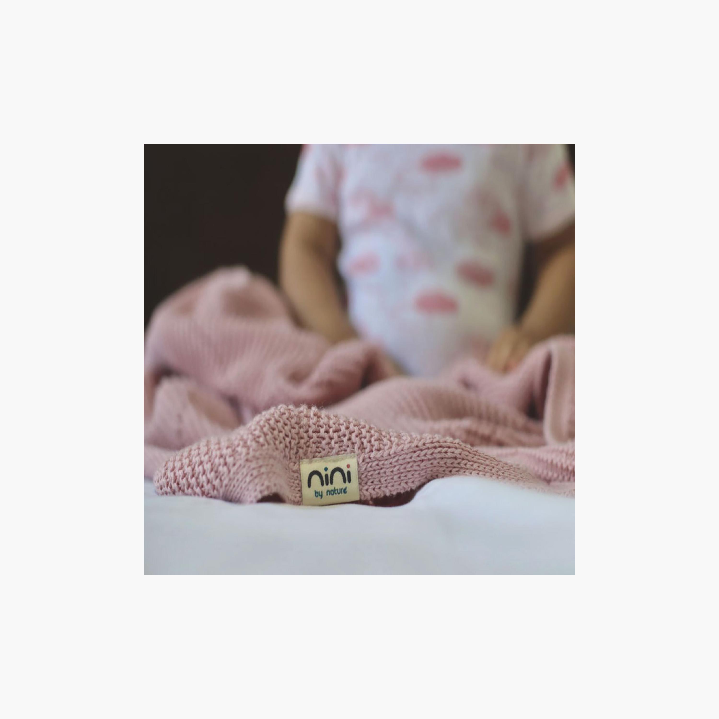 Nini Baby Organic Cotton Knitted Blanket - Blush Rose-baby-nursery-blanketsandswaddles-blanketsandquilts-image-4
