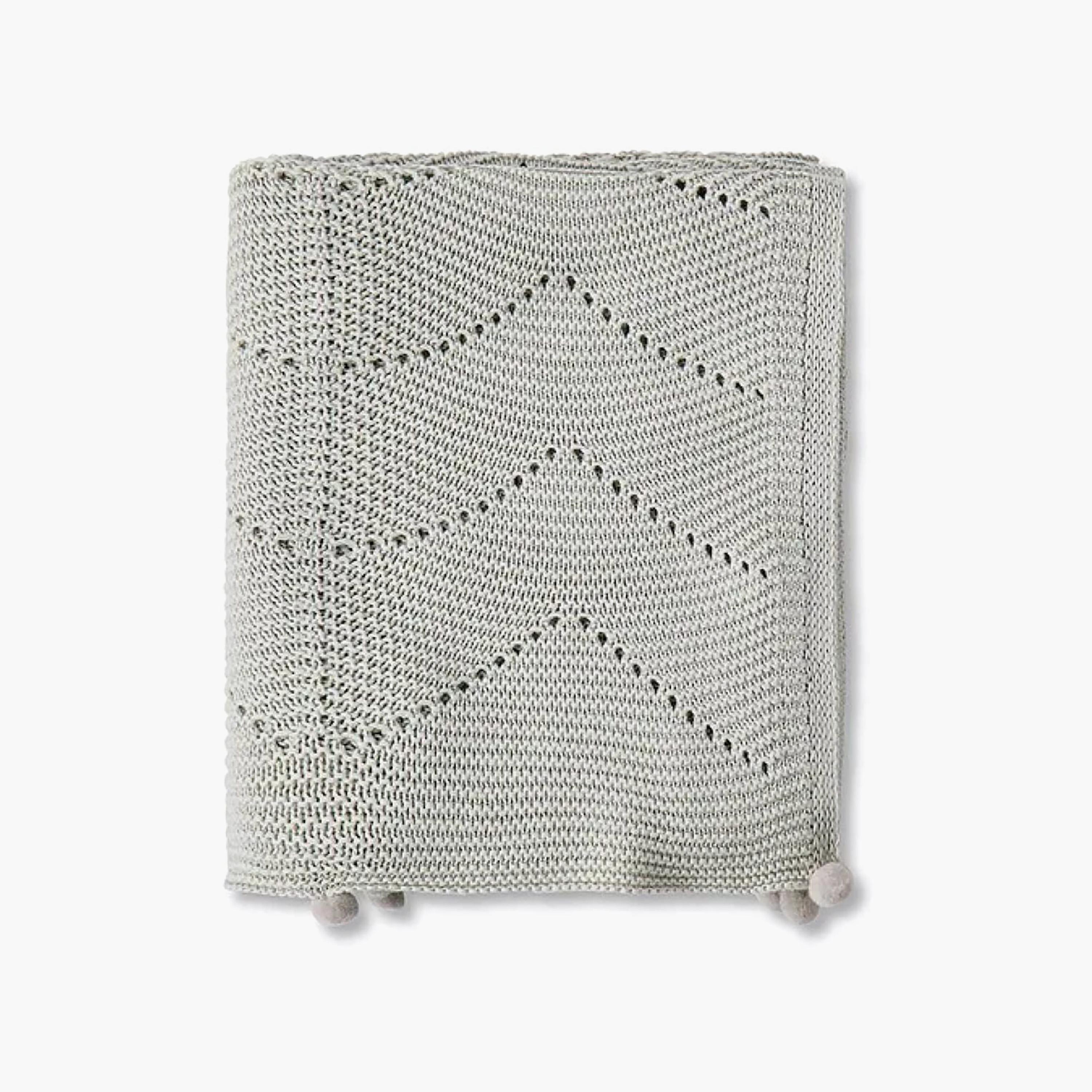 Nini Baby Organic Cotton Knitted Blanket - Oyster Grey-baby-nursery-blanketsandswaddles-blanketsandquilts-image-1