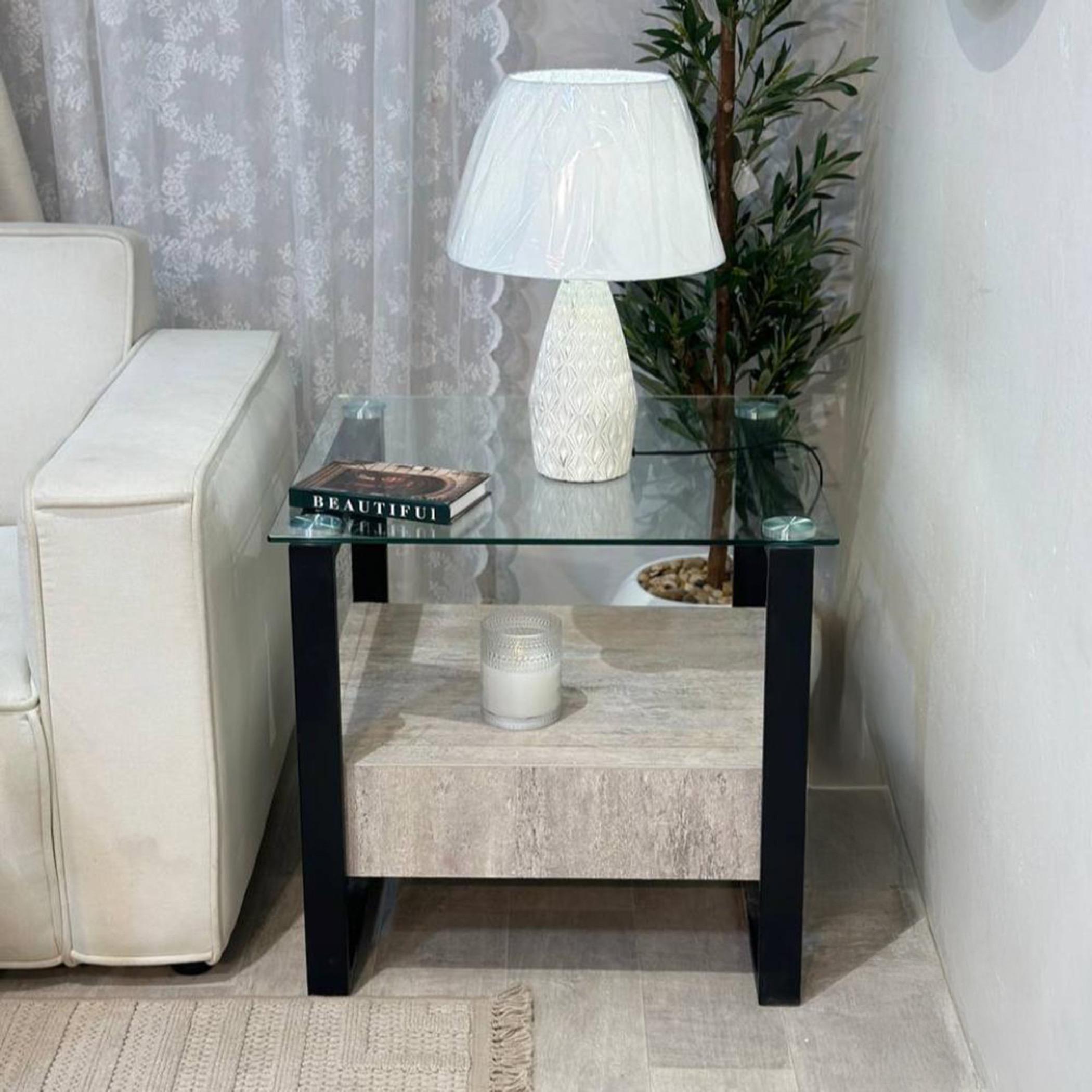Glass Top 2-Tier Side Table - 64x64x60 cms-furniture-livingroom-sideandendtables-image-3