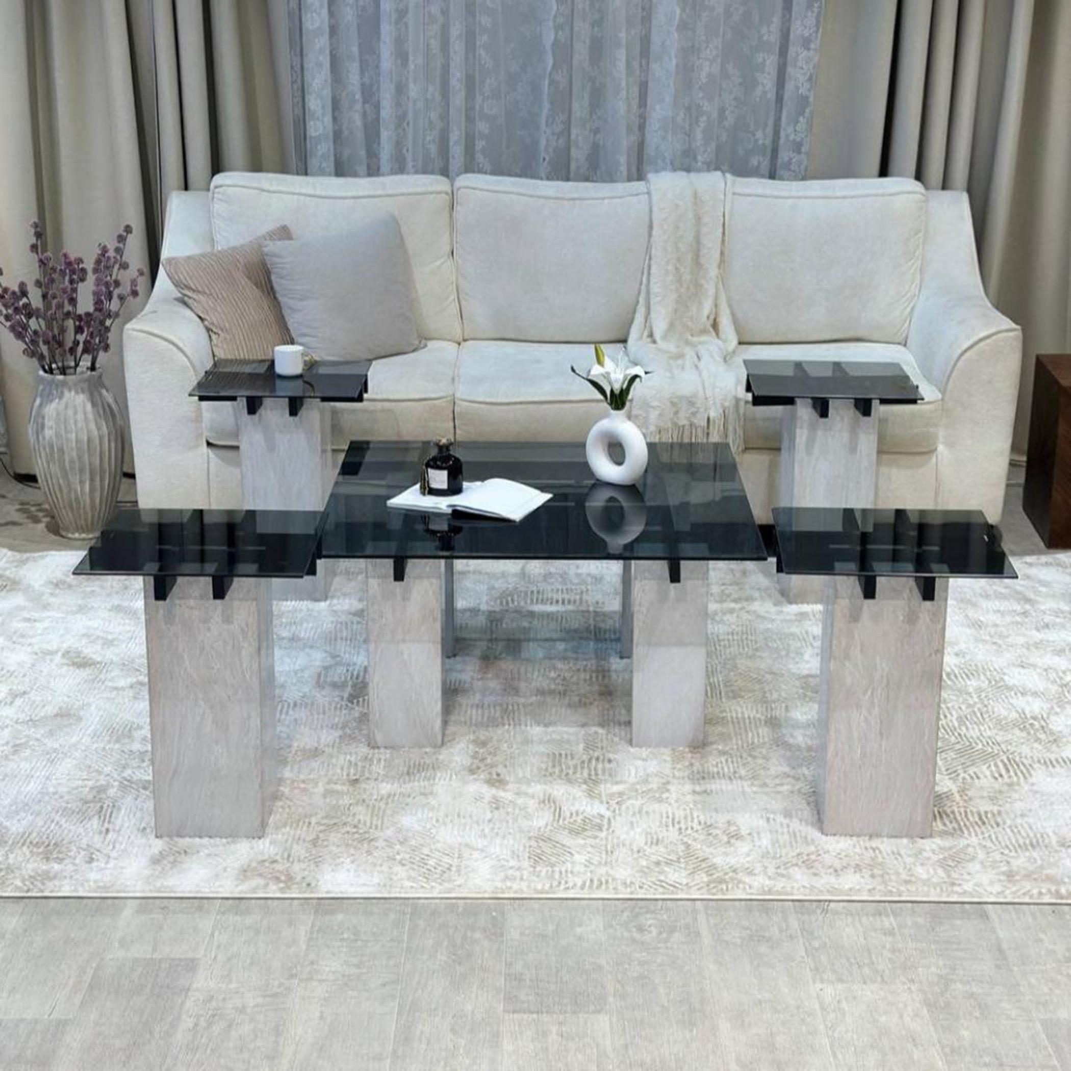 TODO 5-piece Glass Top Coffee Table and Side Table Set-furniture-livingroom-coffeetables-image-1