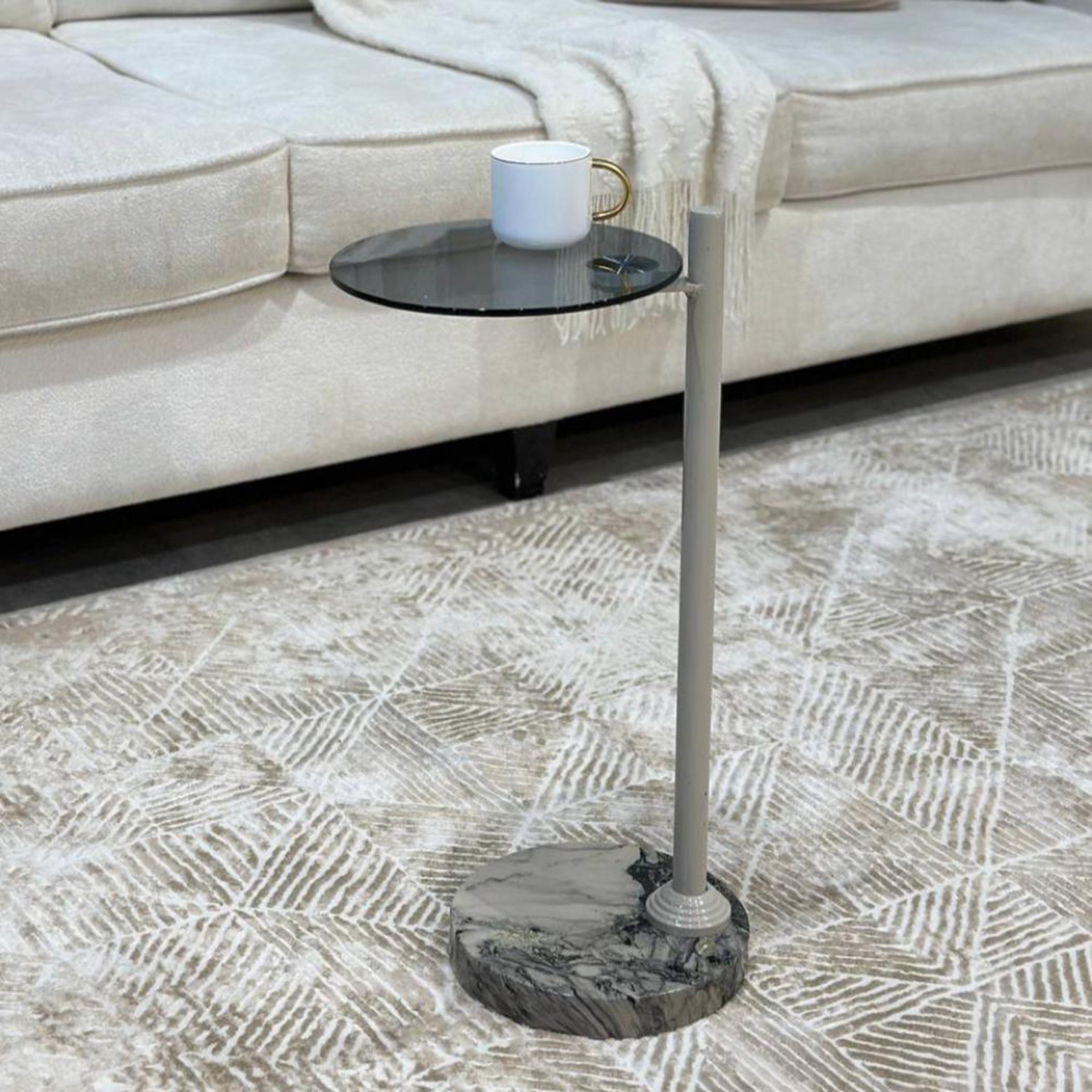 Glass Top Service Table with Marble Base - 25x55 cms-furniture-livingroom-coffeetables-image-3