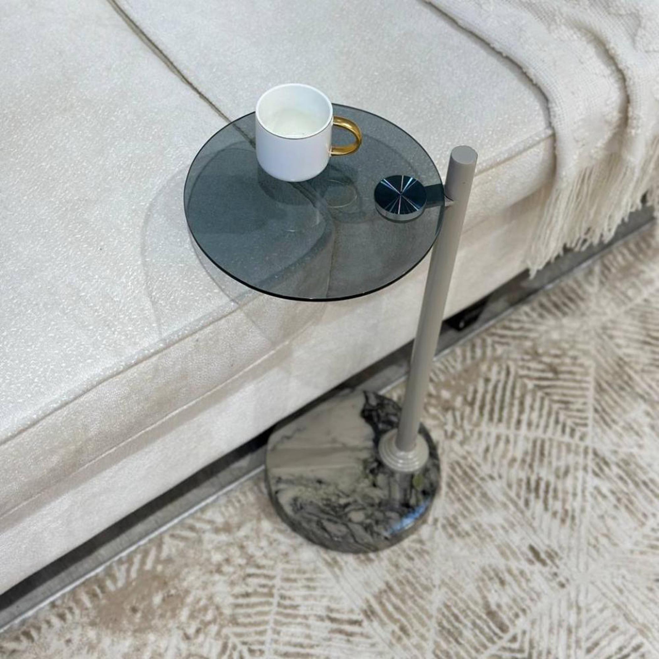 Glass Top Service Table with Marble Base - 25x55 cms-furniture-livingroom-coffeetables-image-4