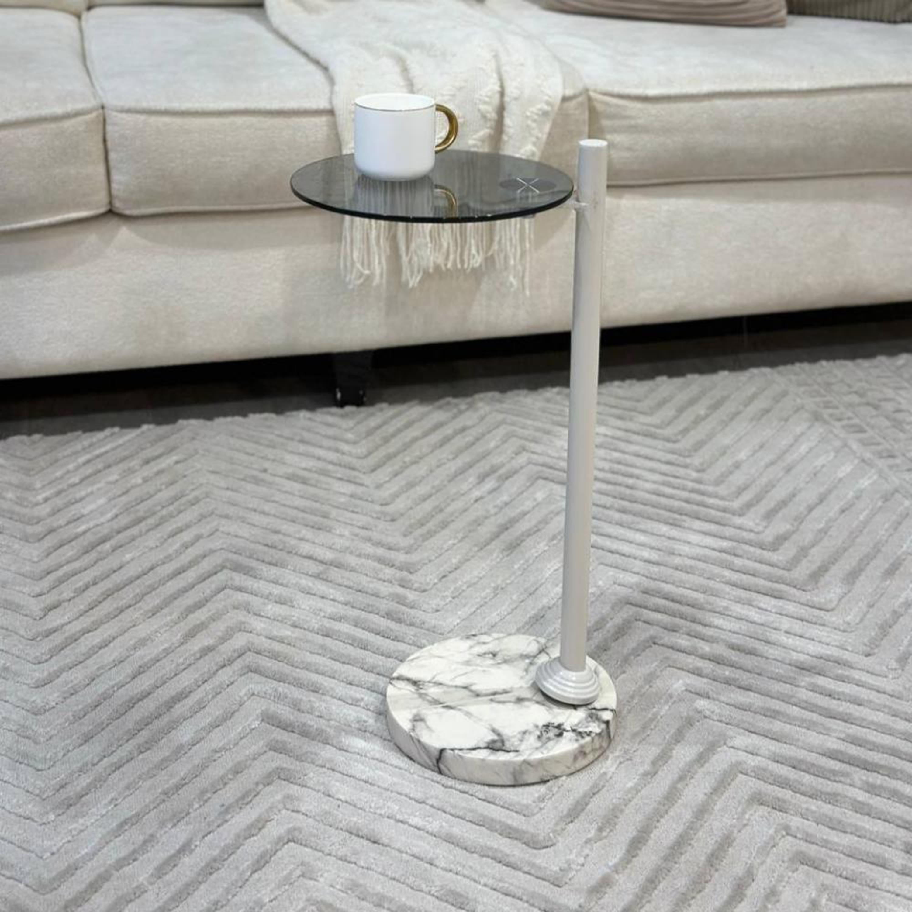 Glass Top Service Table with Marble Base - 25x55 cms-furniture-livingroom-coffeetables-image-3