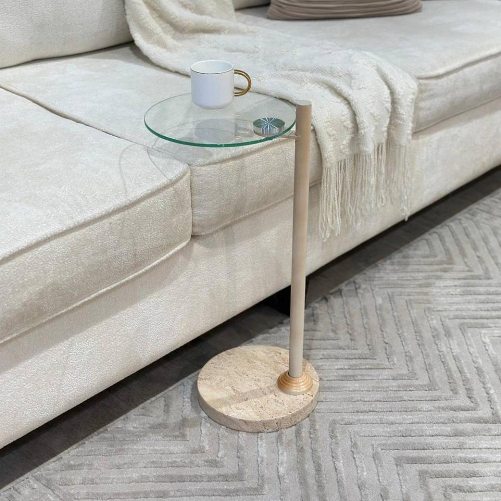 Glass Top Side Table with Pedestal Base - 25x25x55 cm-furniture-livingroom-coffeetables-image-1