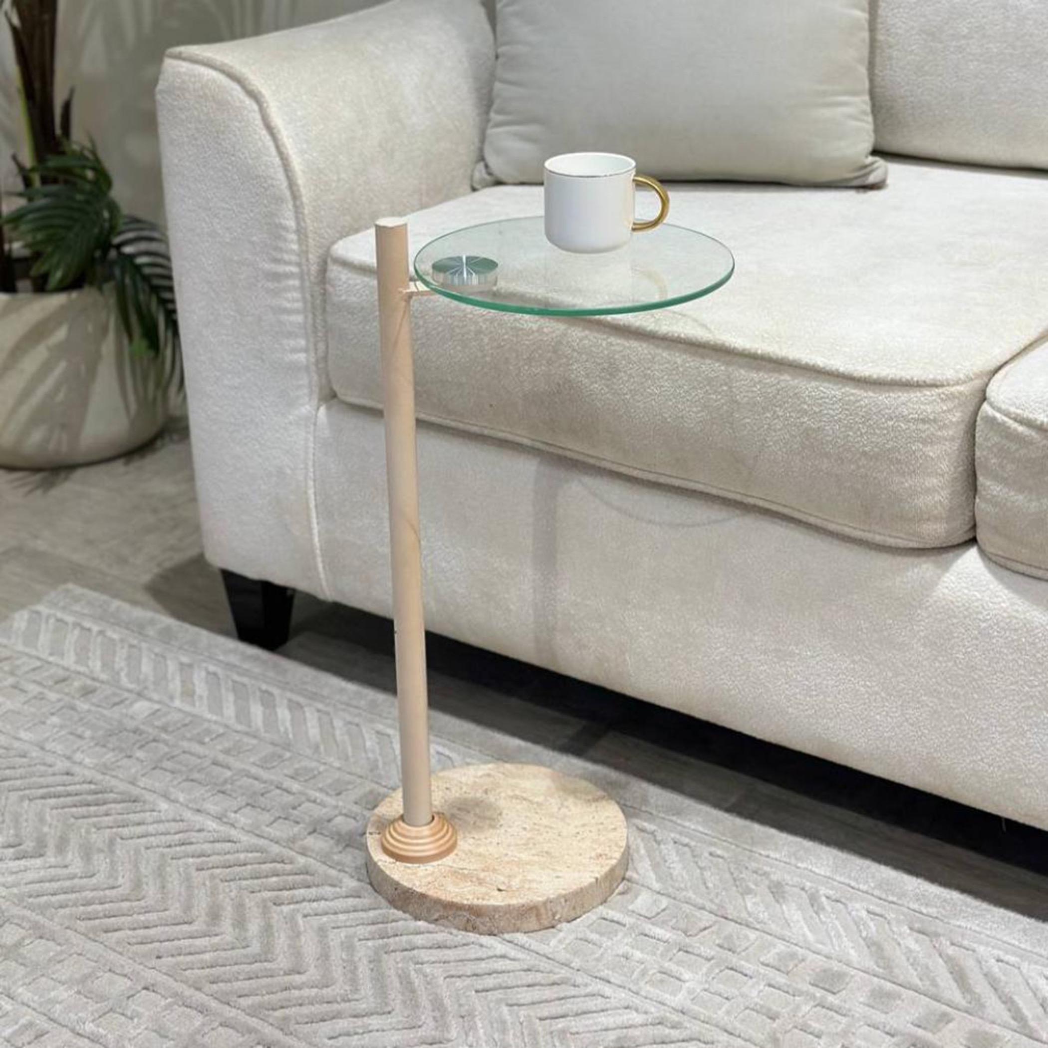 Glass Top Side Table with Pedestal Base - 25x25x55 cm-furniture-livingroom-coffeetables-image-2