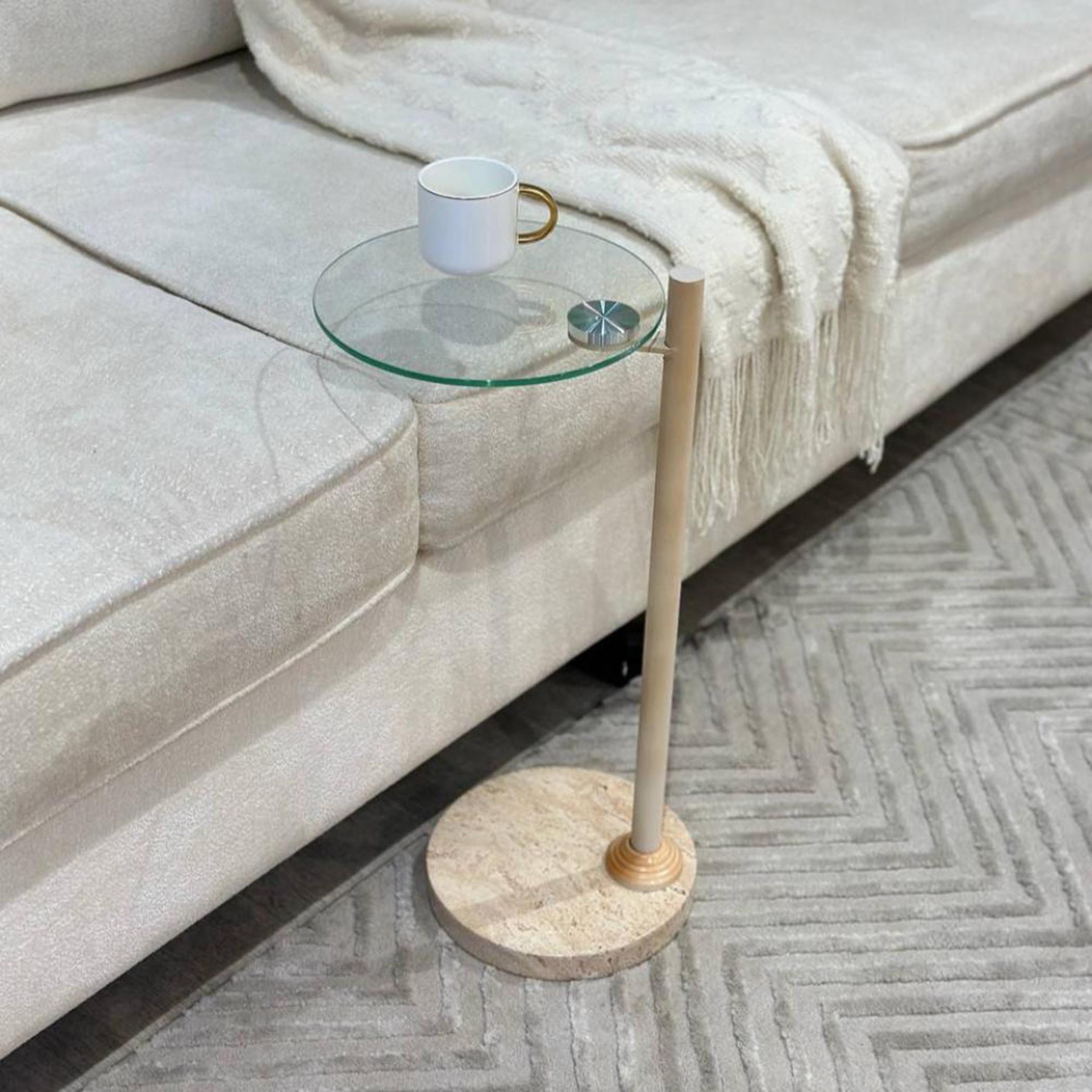 Glass Top Side Table with Pedestal Base - 25x25x55 cm-furniture-livingroom-coffeetables-image-3