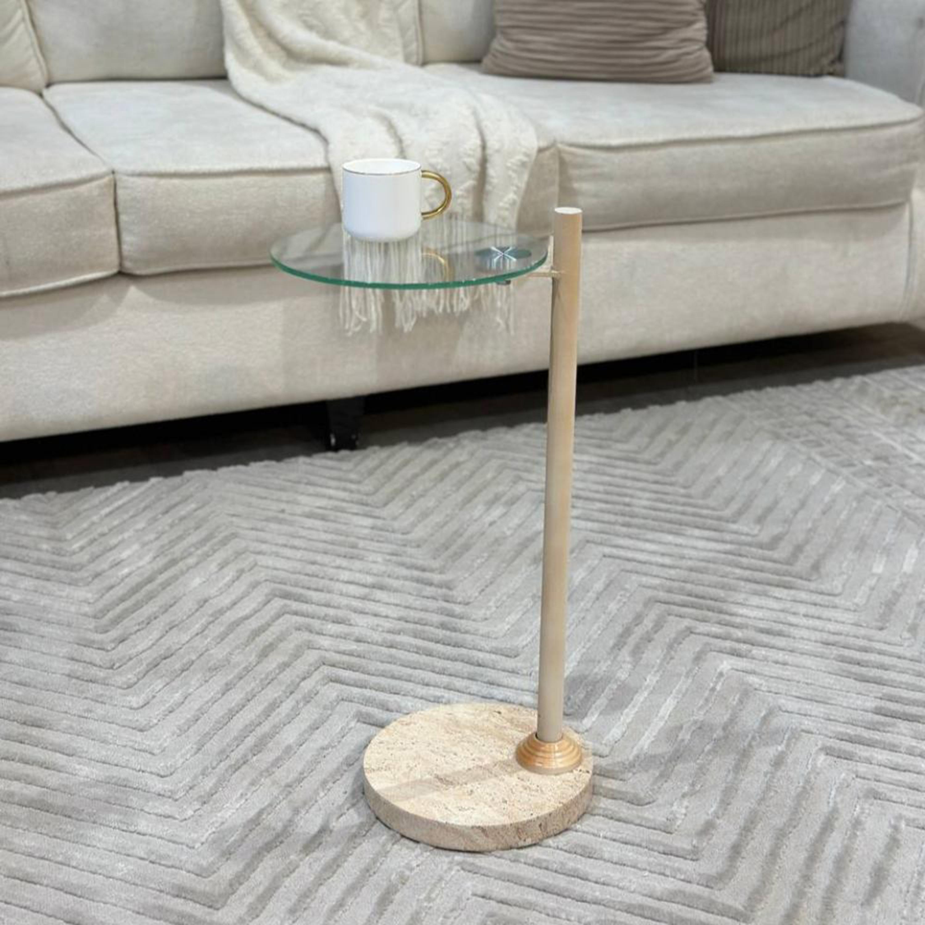 Glass Top Side Table with Pedestal Base - 25x25x55 cm-furniture-livingroom-coffeetables-image-4