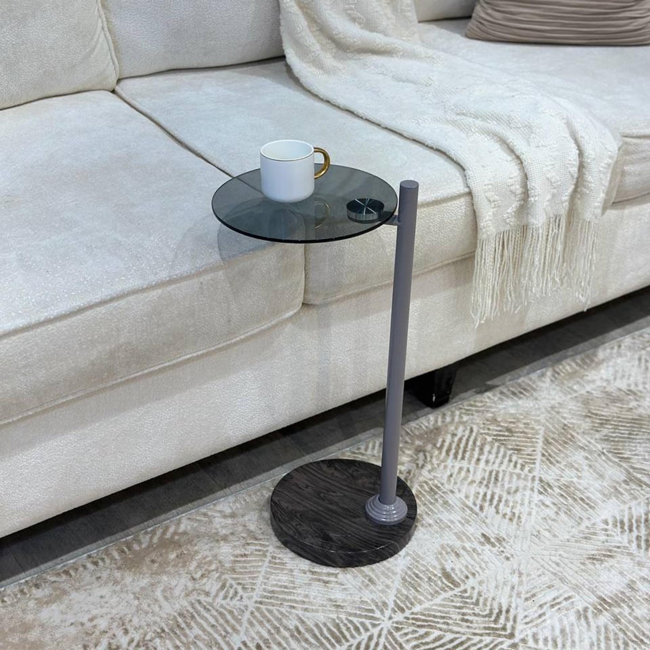 Glass Top Service Table with Marble Base - 25x55 cms-furniture-livingroom-coffeetables-image-1