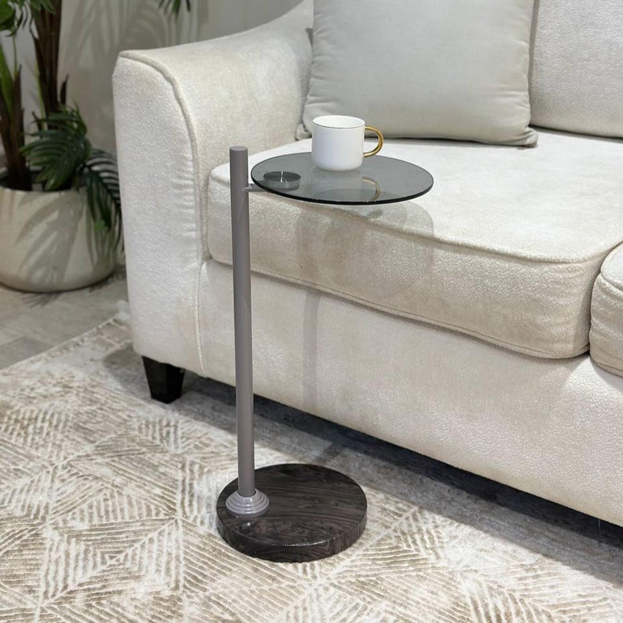 Glass Top Service Table with Marble Base - 25x55 cms-furniture-livingroom-coffeetables-image-2