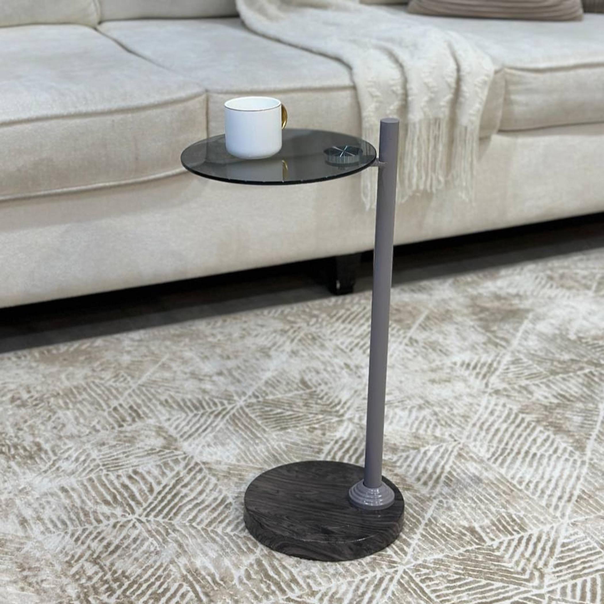 Glass Top Service Table with Marble Base - 25x55 cms-furniture-livingroom-coffeetables-image-3