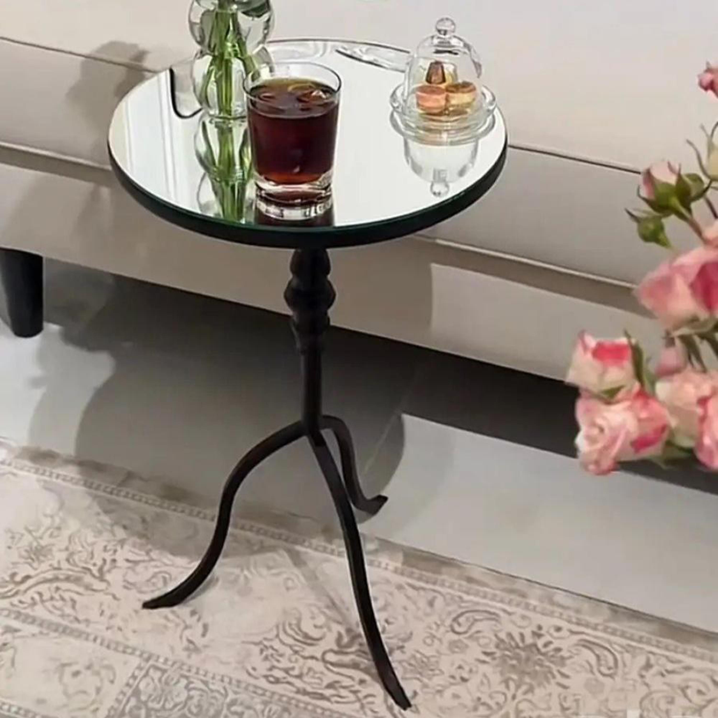 Glass Top Side Table with Pedestal Base - 35x35x55 cms-furniture-livingroom-sideandendtables-image-1