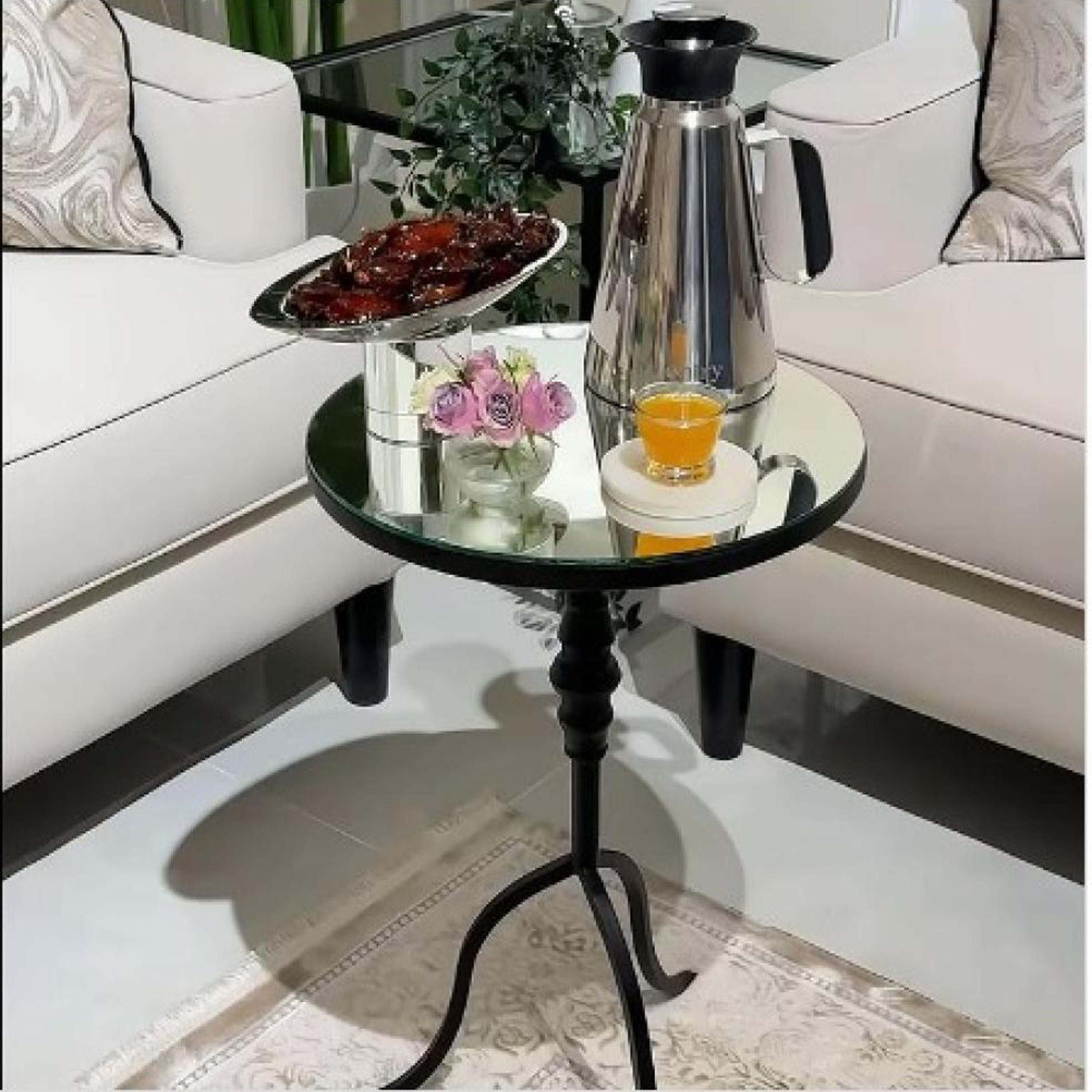 Glass Top Side Table with Pedestal Base - 35x35x55 cms-furniture-livingroom-sideandendtables-image-2