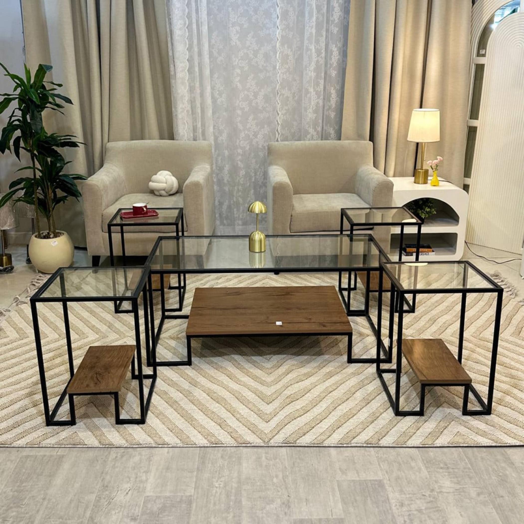 Glass Top 5-Piece Table Set-furniture-livingroom-coffeetables-image-1