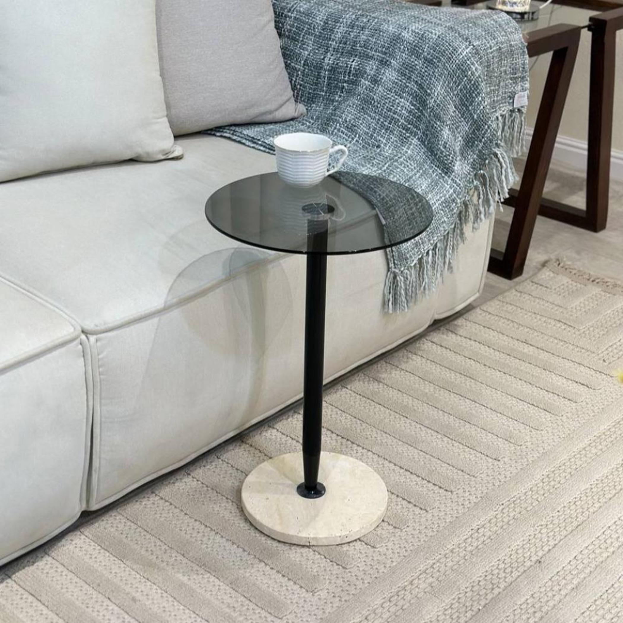 Glass Top Side Table with Pedestal Base - 35x35x55 cms-furniture-livingroom-coffeetables-image-4