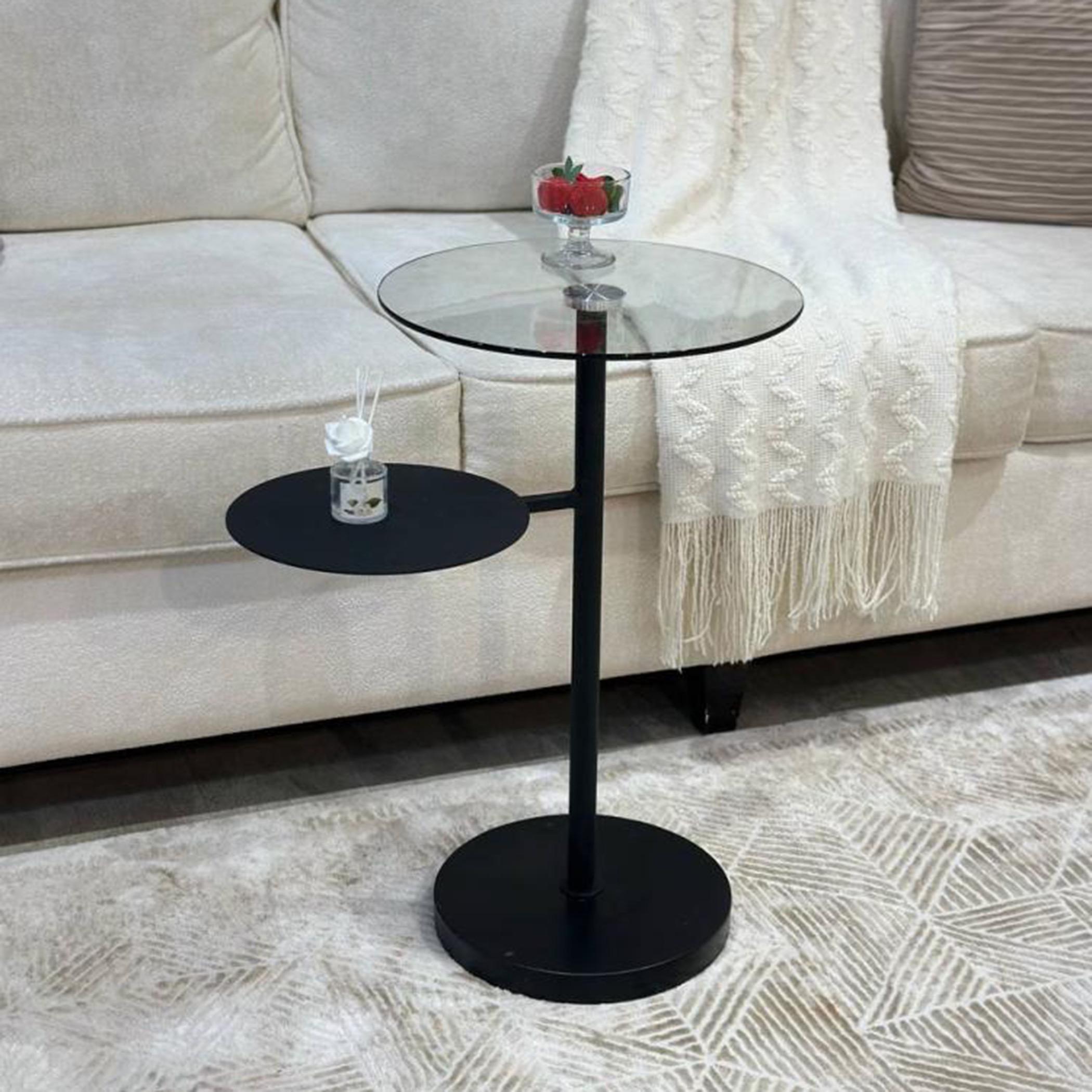 Pedestal 2-Tier Side Table - 35x35x60 cms-furniture-livingroom-sideandendtables-image-1