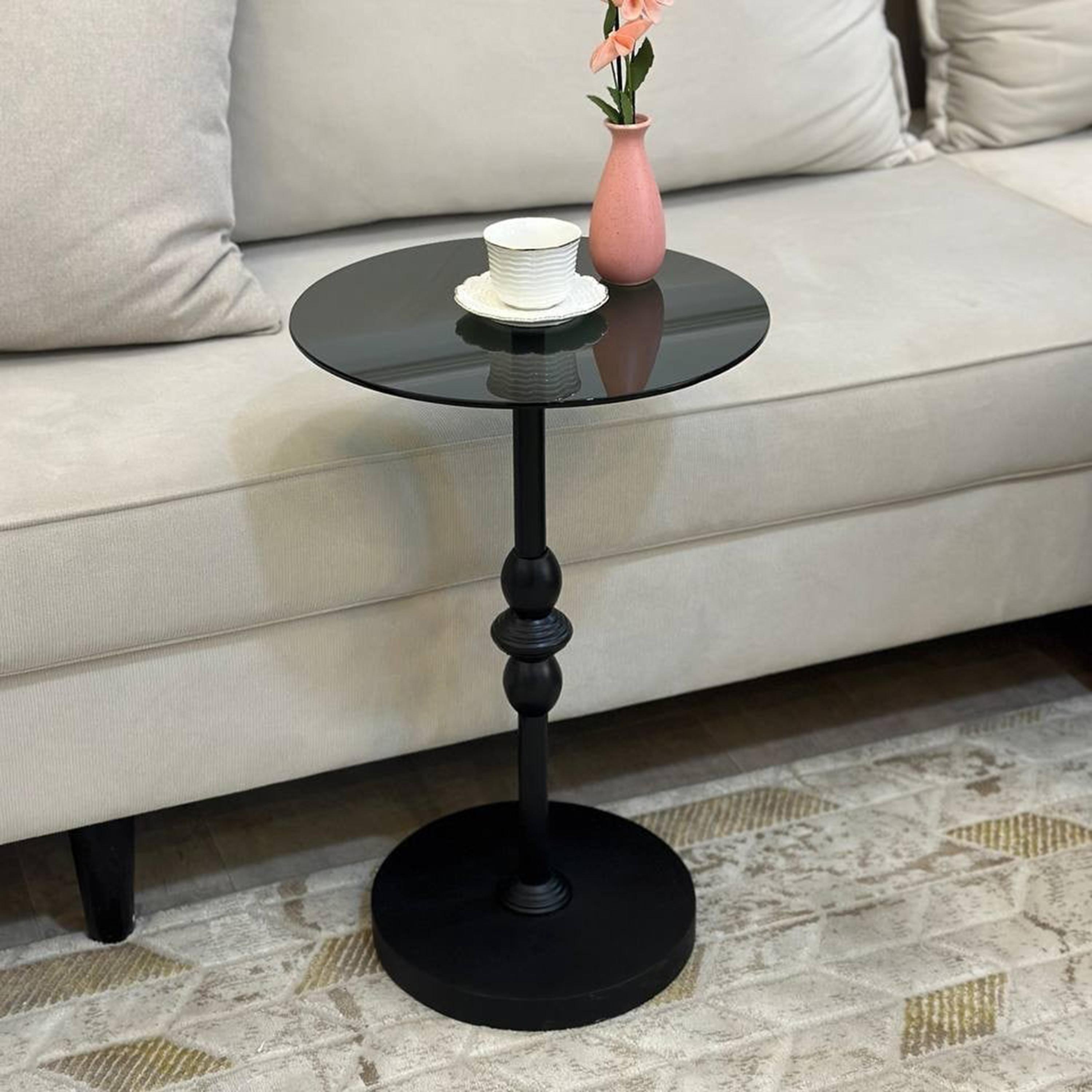 Glass Top Side Table with Pedestal Base - 35x35x55 cms-furniture-livingroom-sideandendtables-image-1